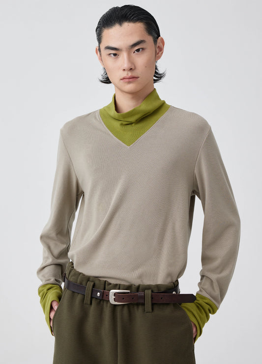 Contrast Collar Long Sleeve