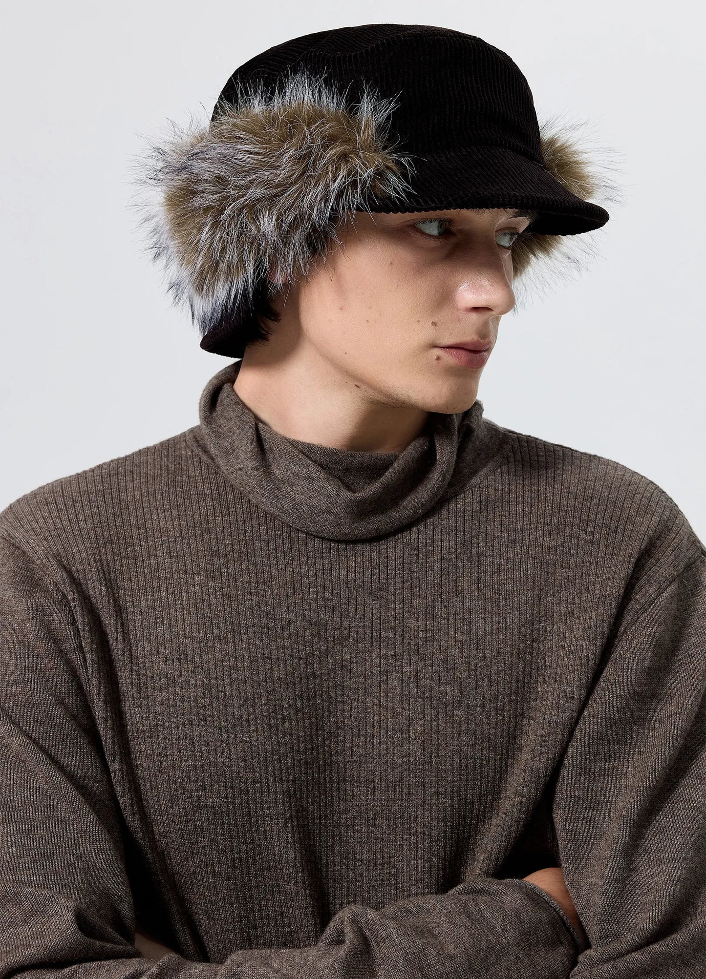 Corduroy Fur Hat