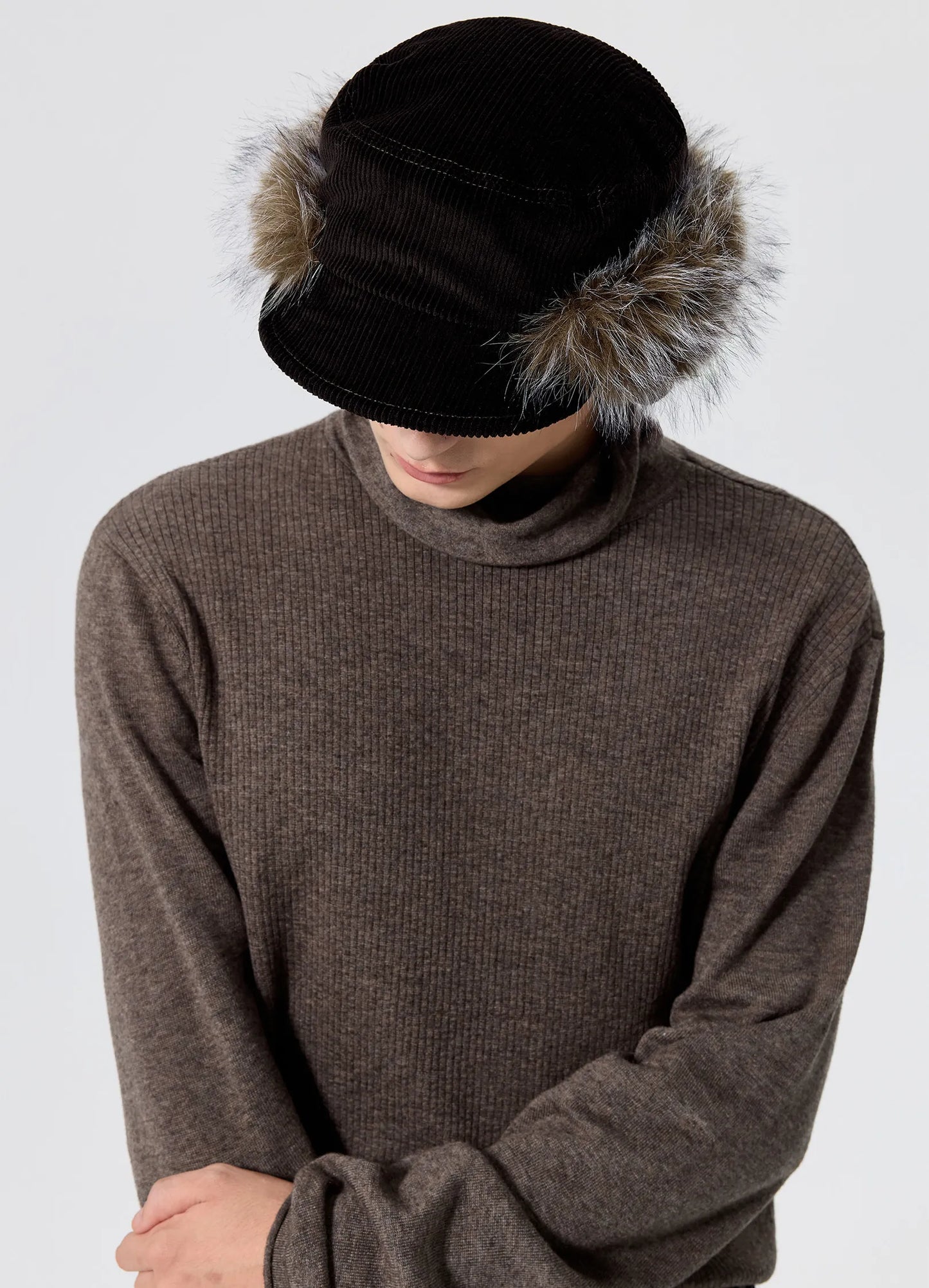 Corduroy Fur Hat