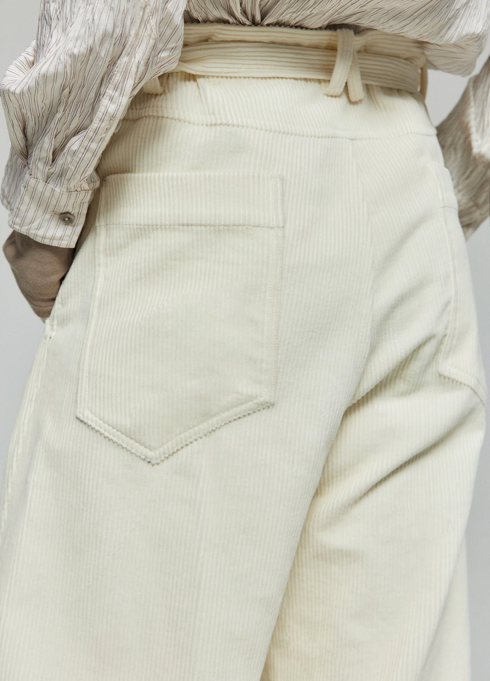 Wide leg white corduroy trousers, spring style with perplex heels