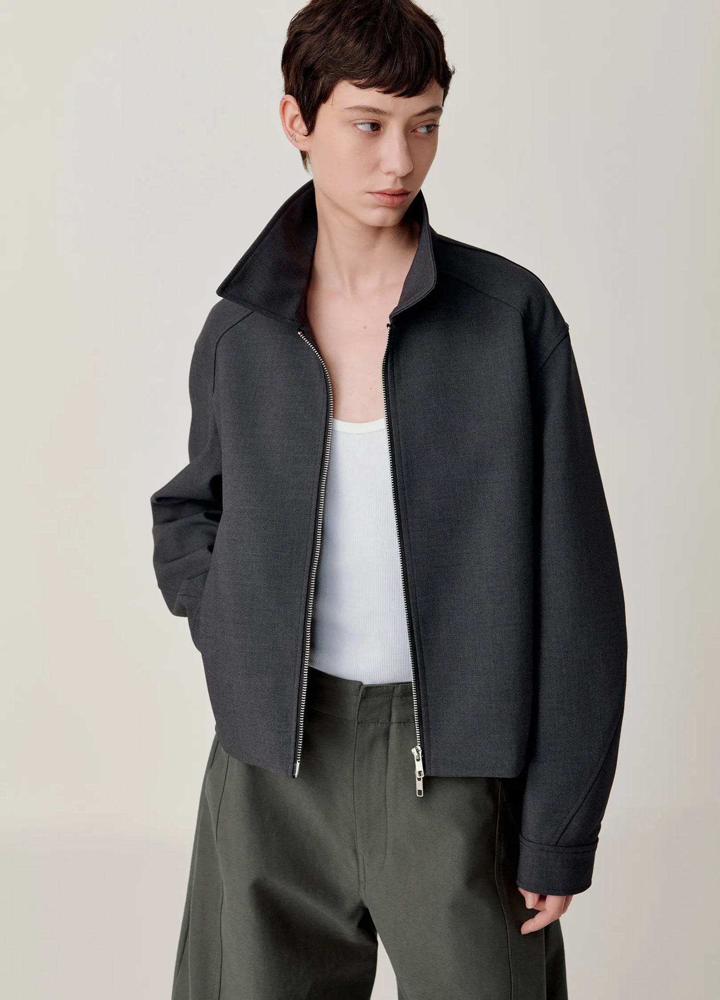 Cropped Lapel Jacket