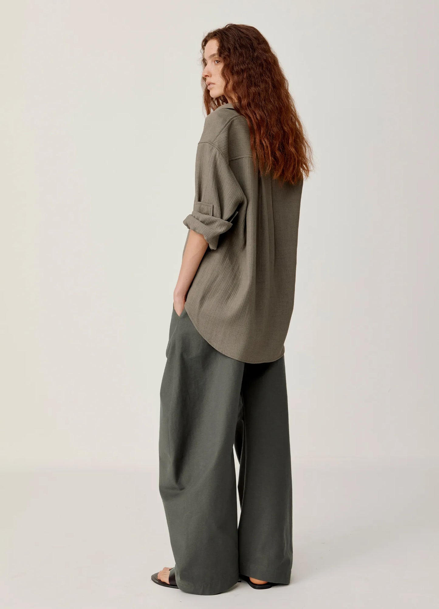 Curved Stitch Wide Trousers