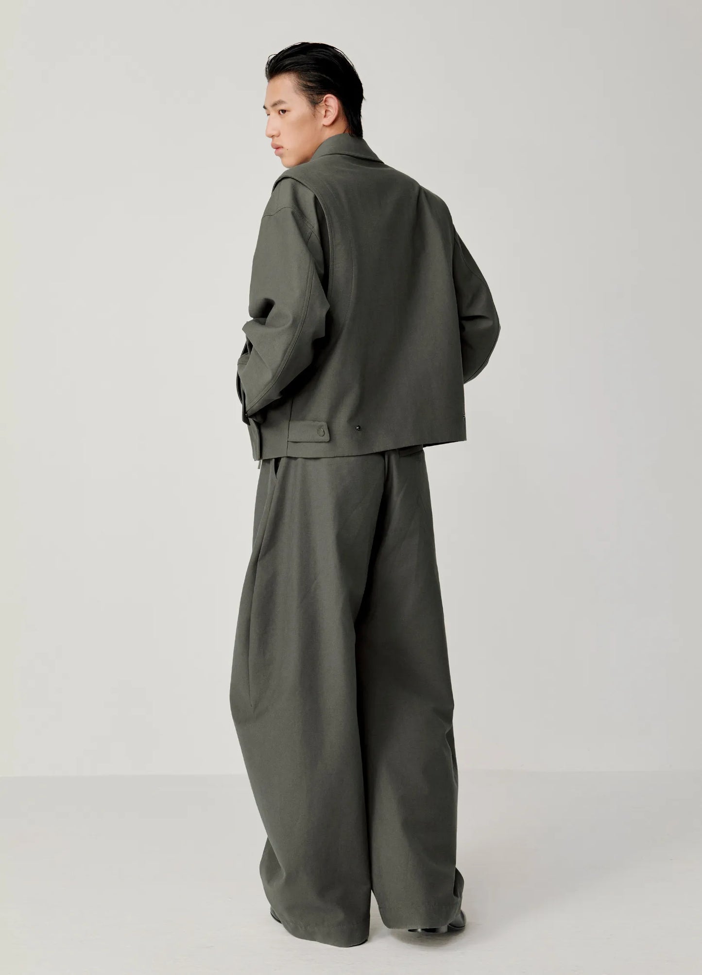 Curved Stitch Wide Trousers