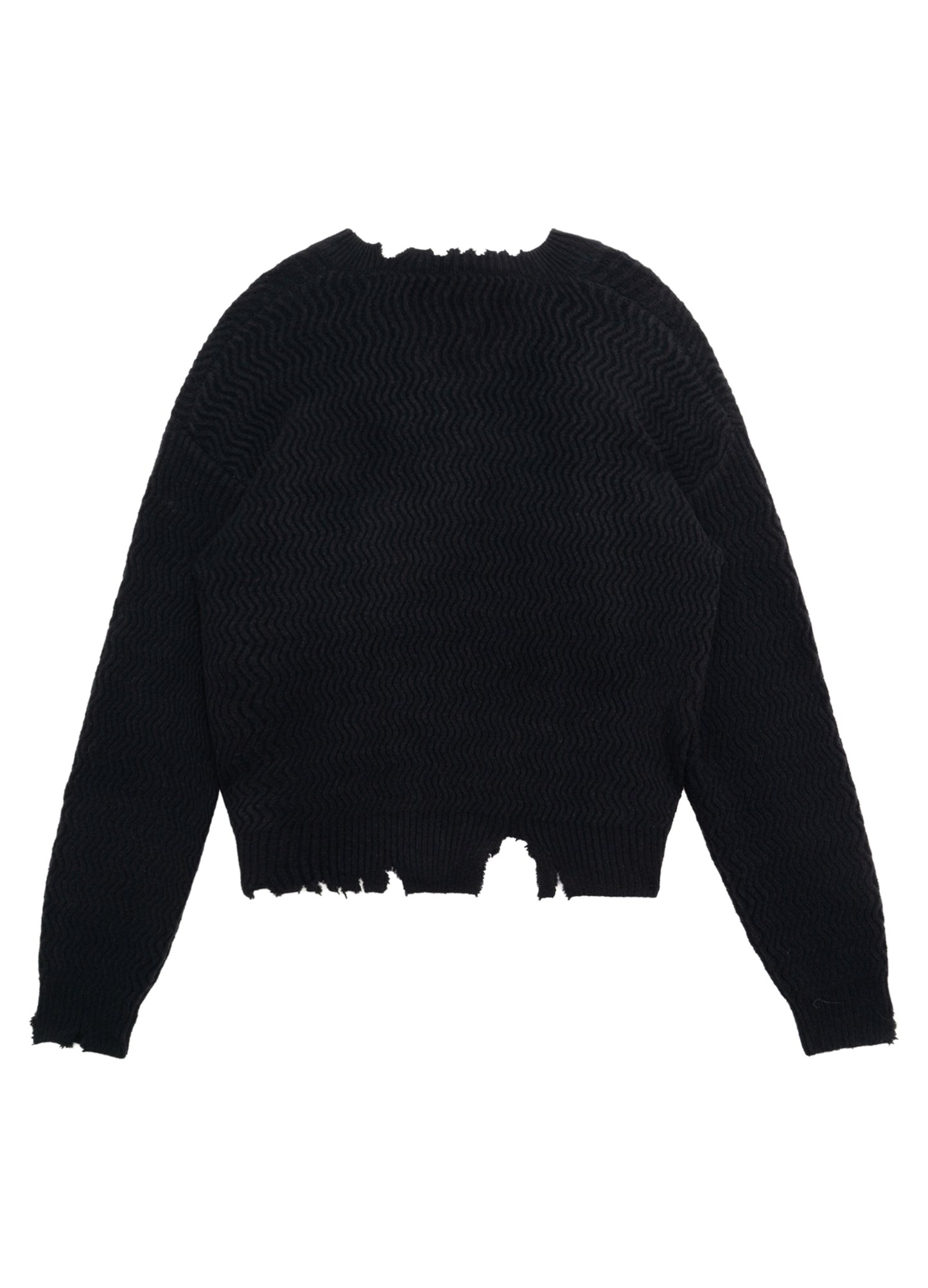 Distressed Wool V Sweater