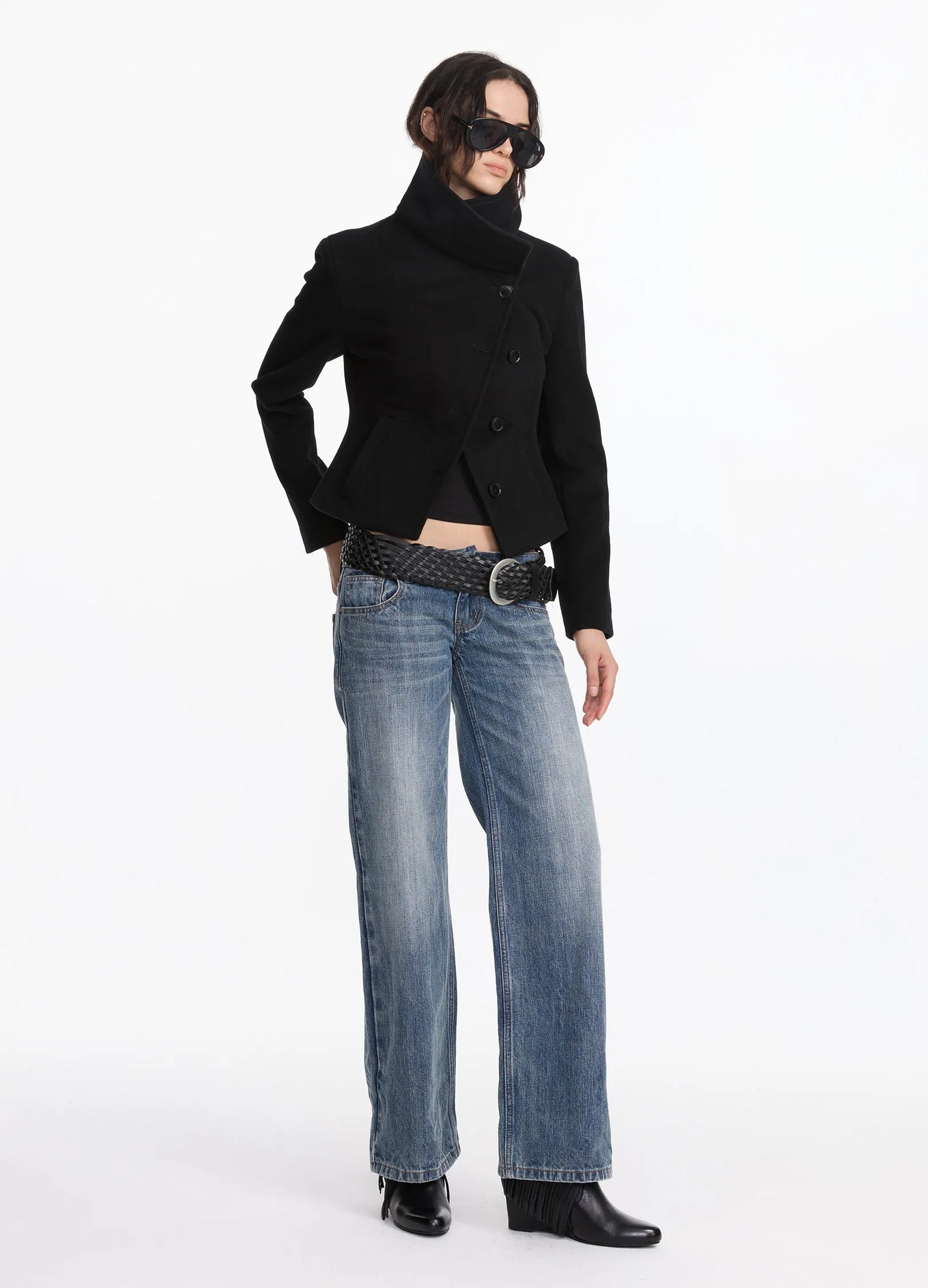 Distressed Low-Rise Denims