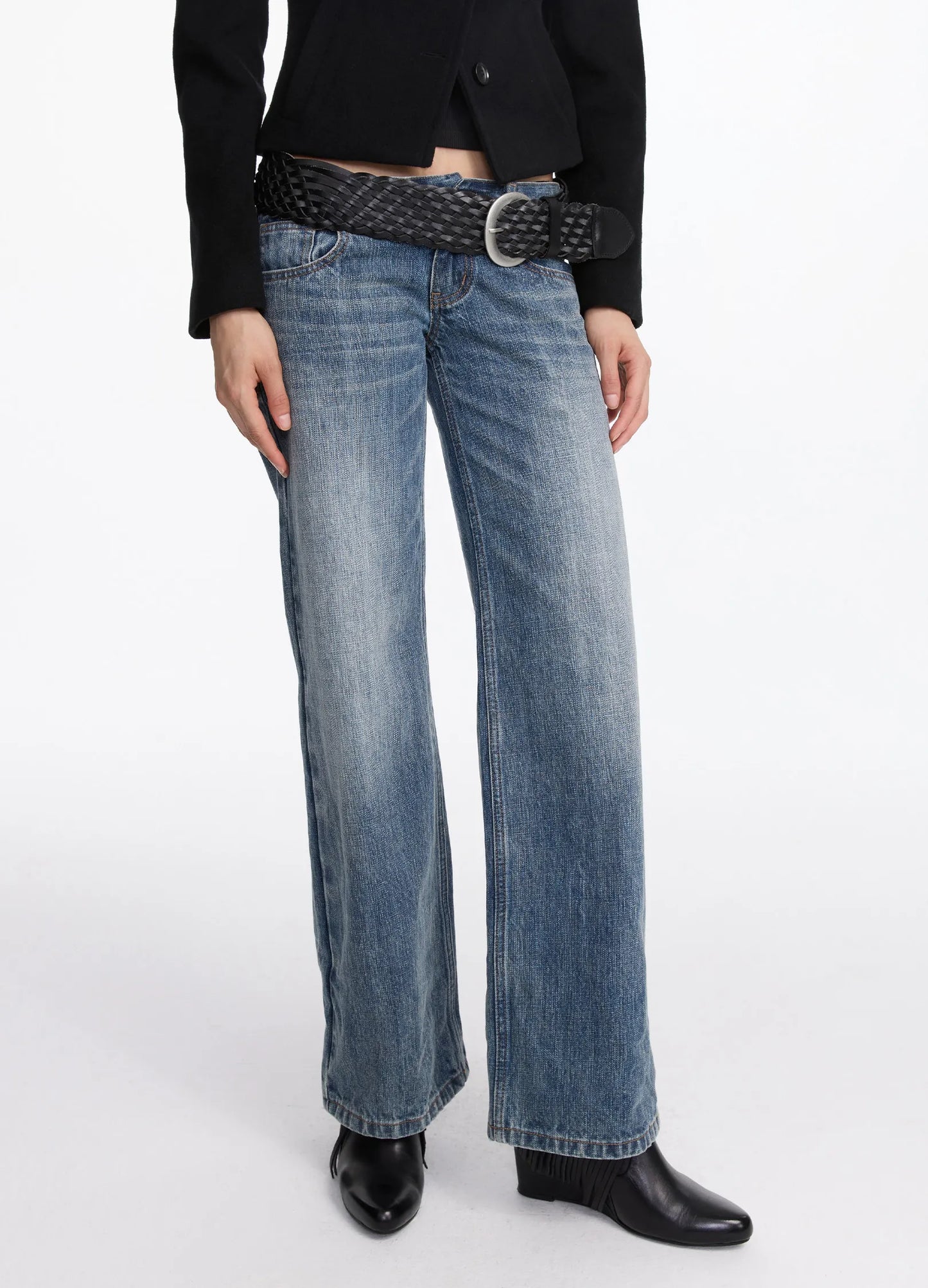 Distressed Low-Rise Denims