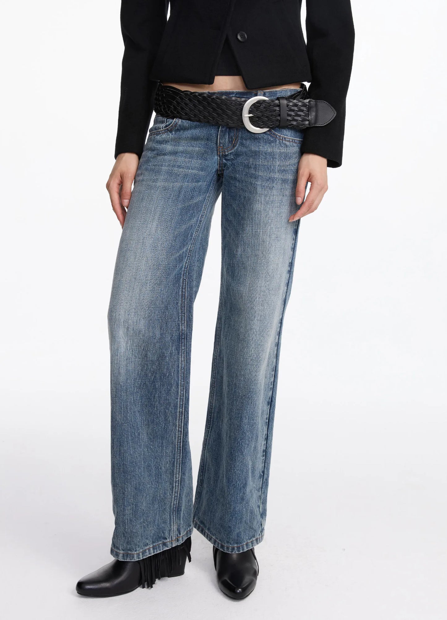 Distressed Low-Rise Denims