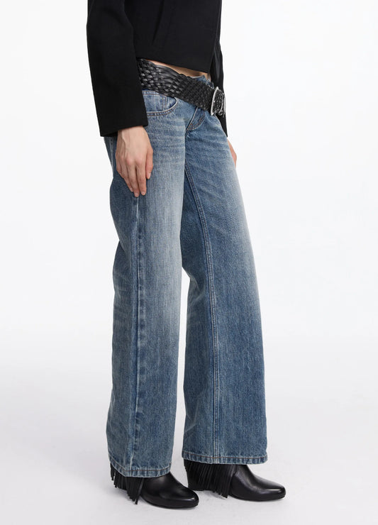 Distressed Low-Rise Denims