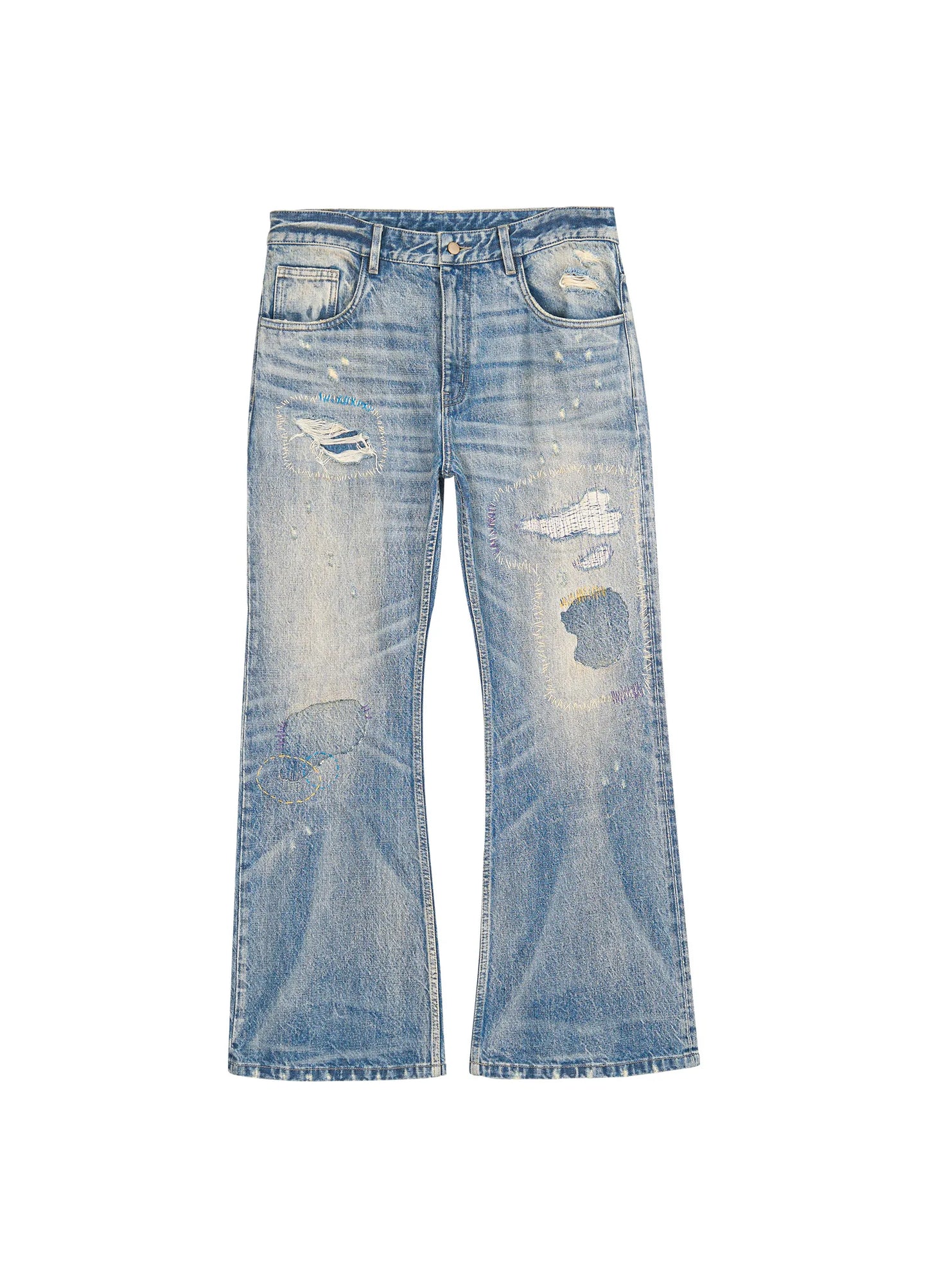 Distressed Patchwork Denim