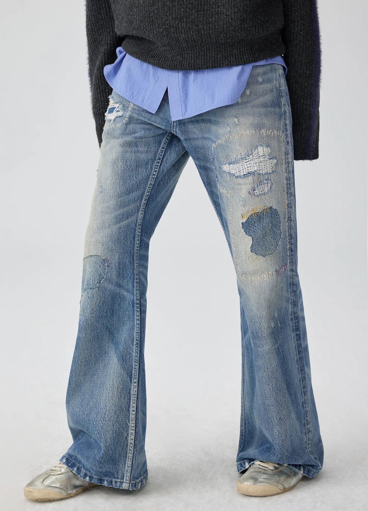 Distressed Patchwork Denim