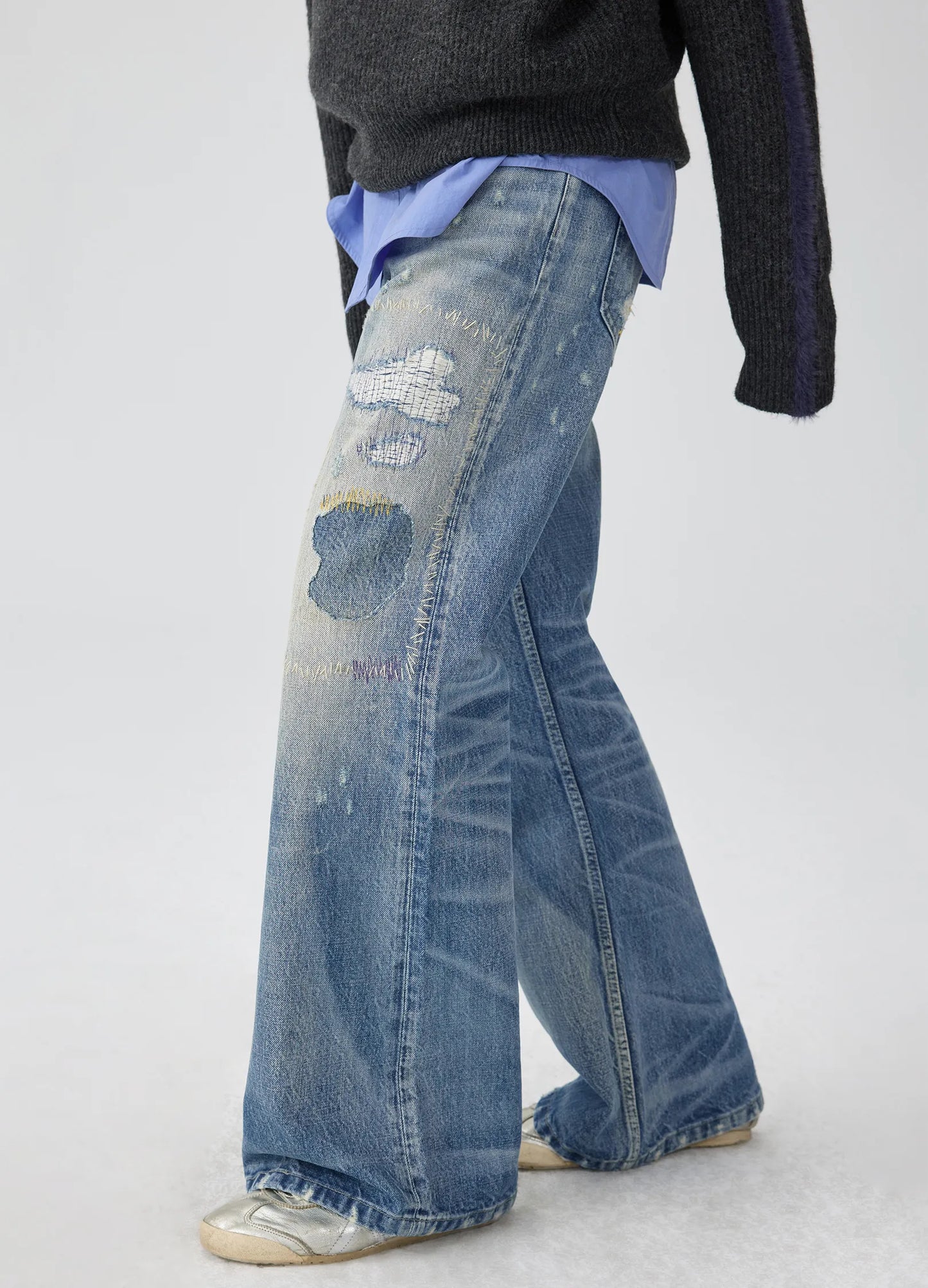 Distressed Patchwork Denim