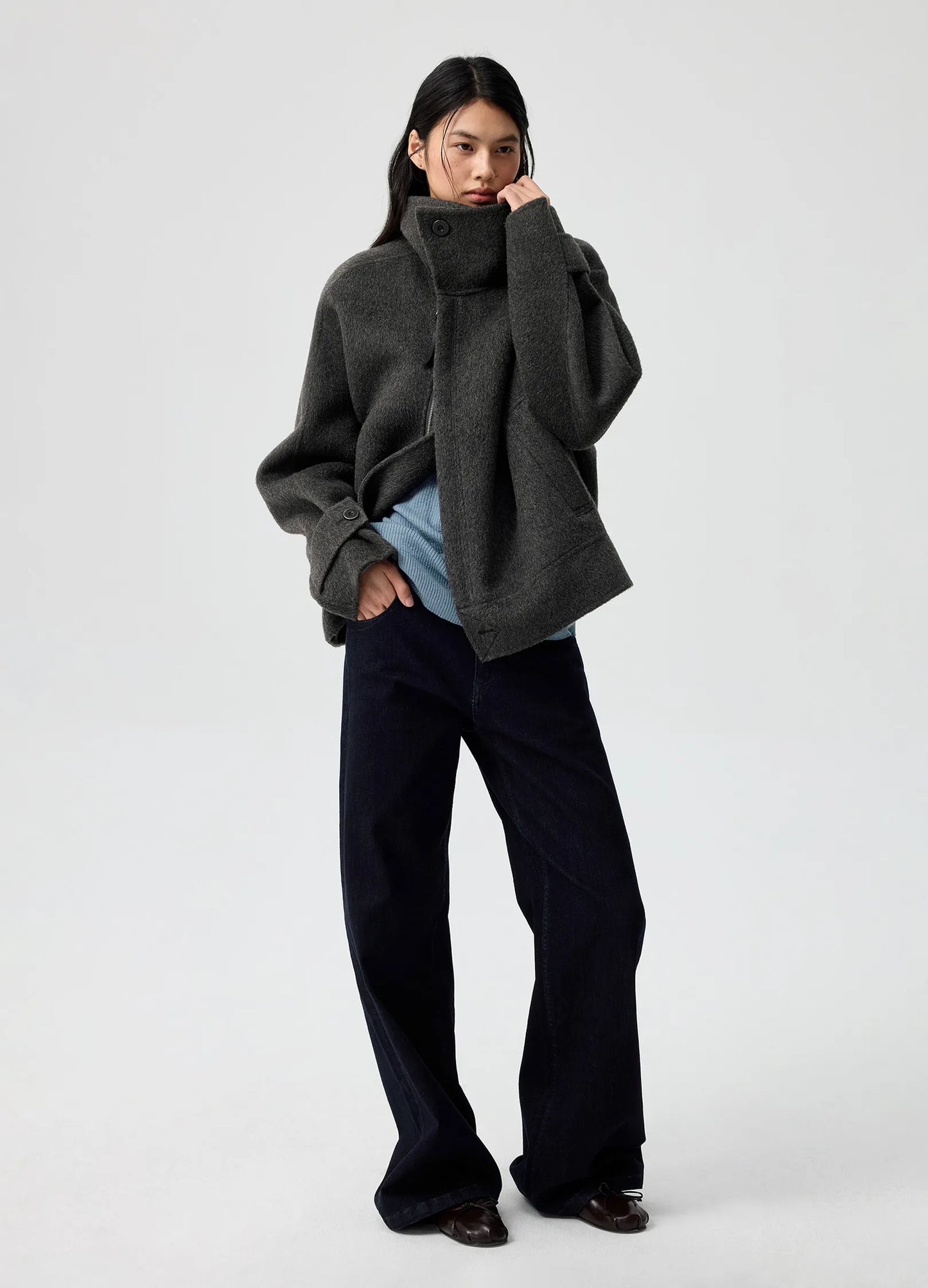 High Neck Wool Jacket