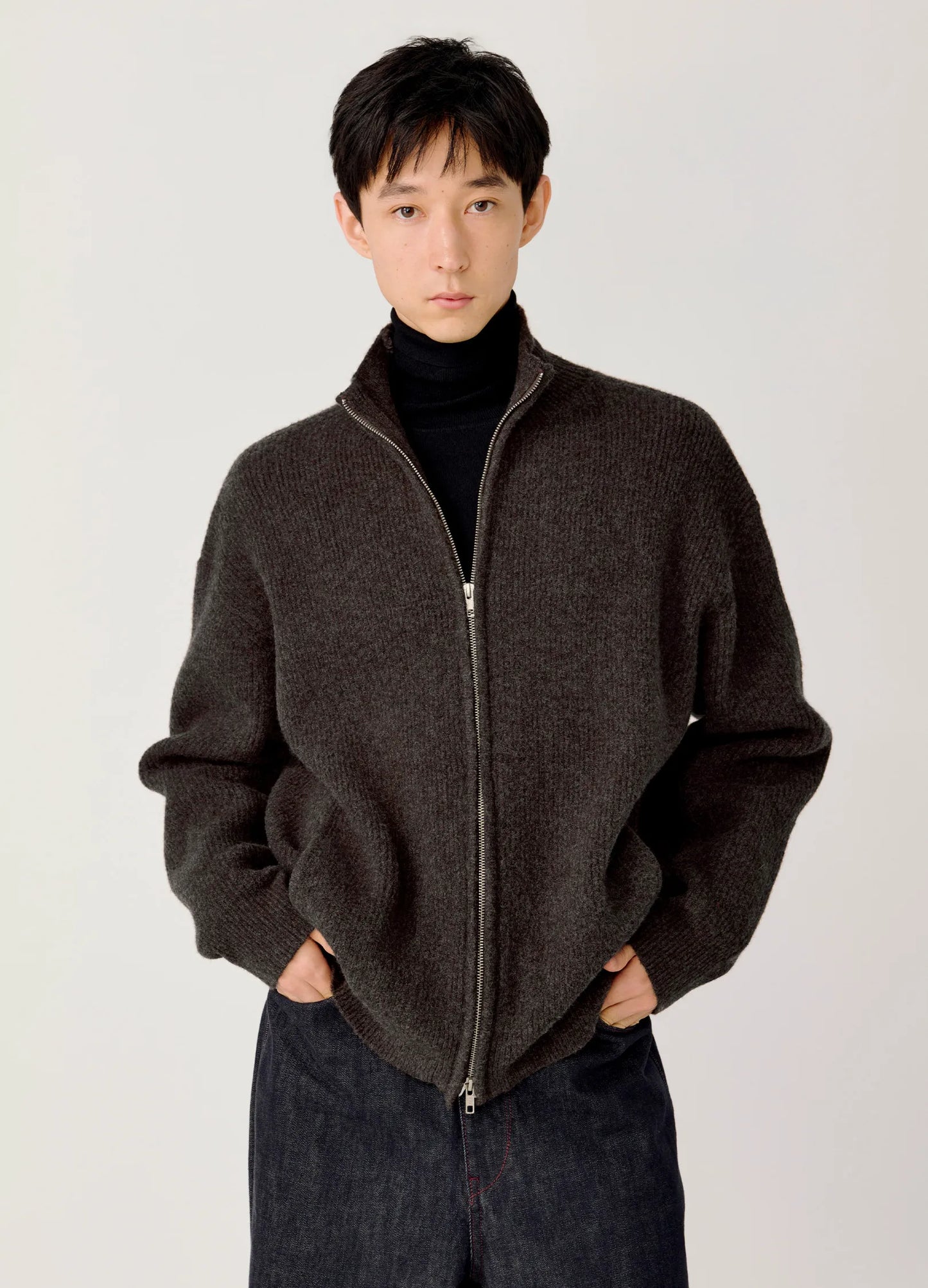 Knitted Wool Zip Sweater