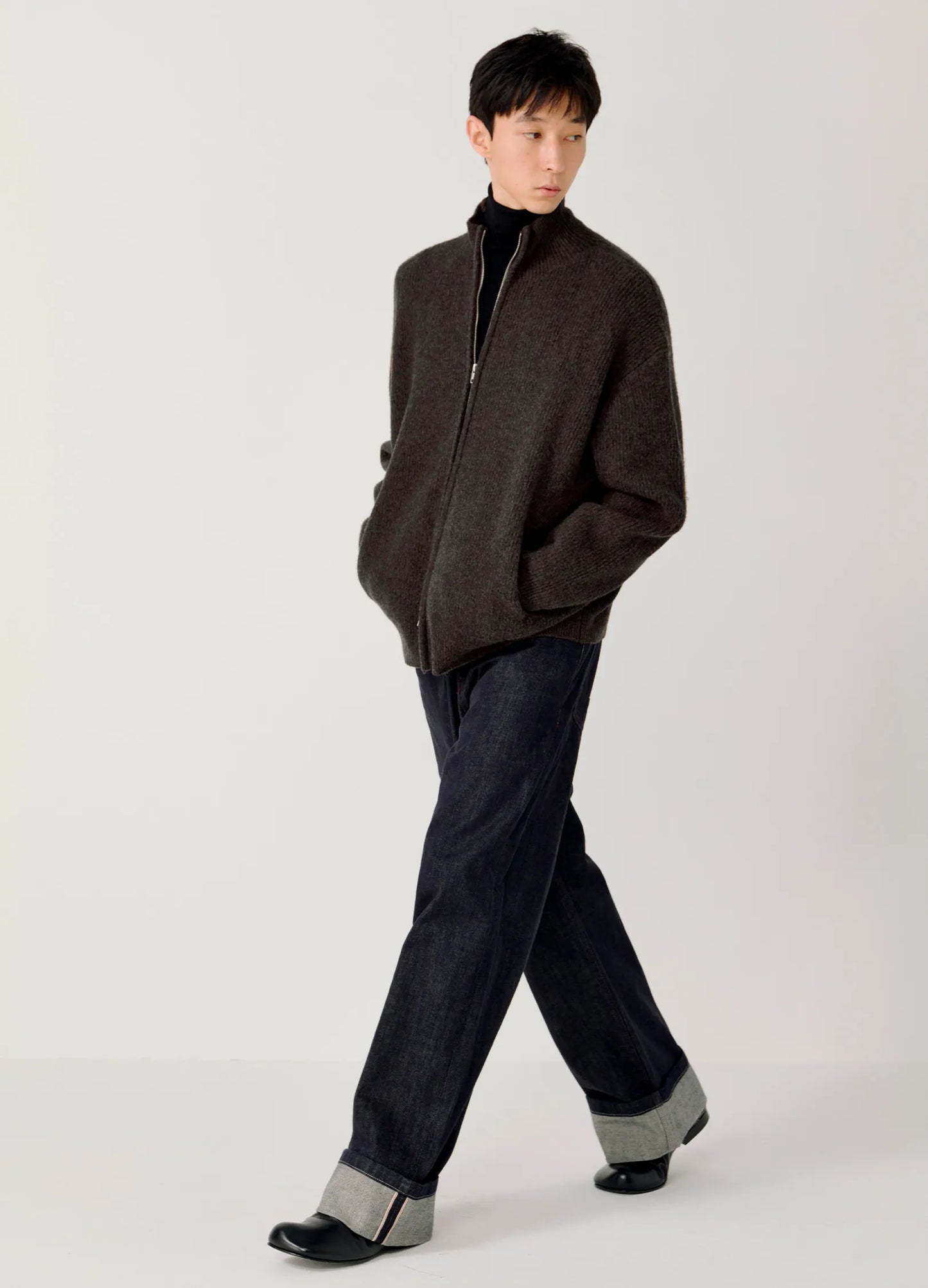 Knitted Wool Zip Sweater