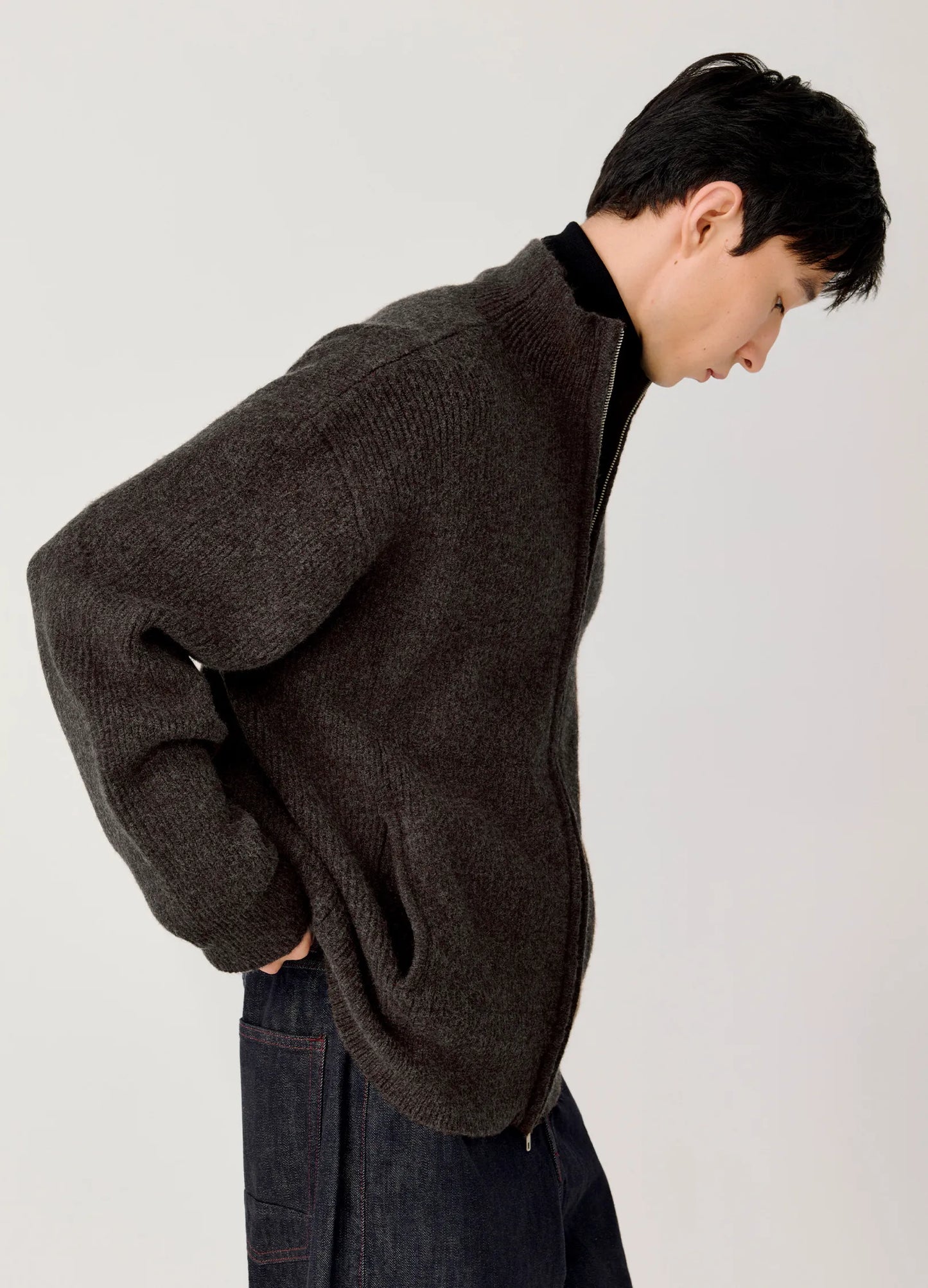 Knitted Wool Zip Sweater