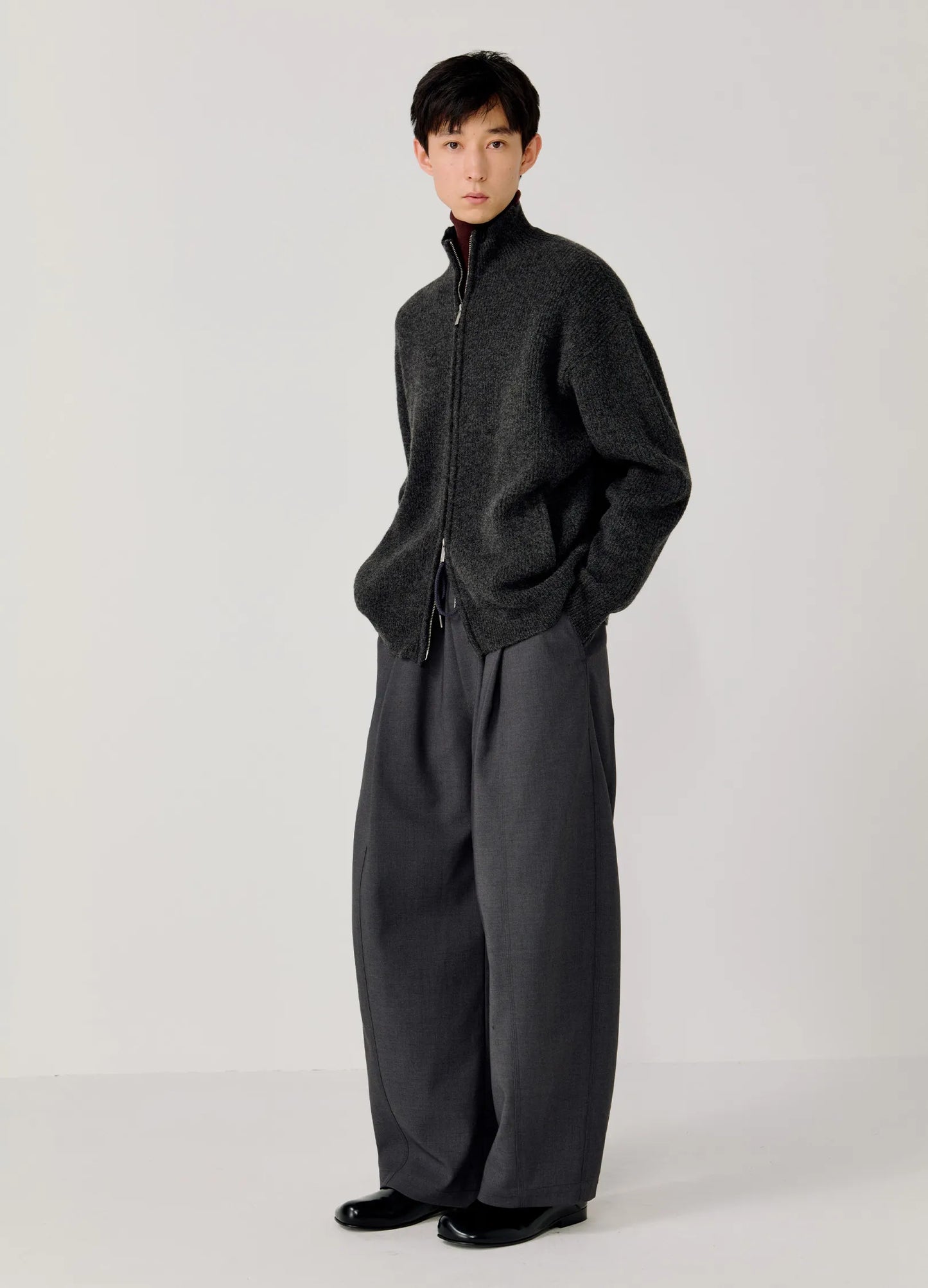 Knitted Wool Zip Sweater