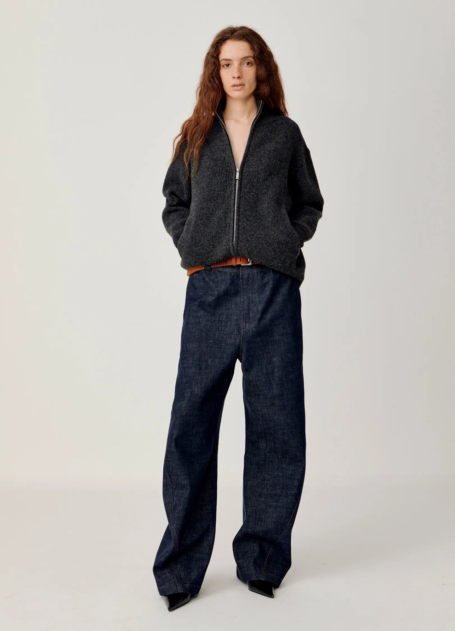 Knitted Wool Zip Sweater