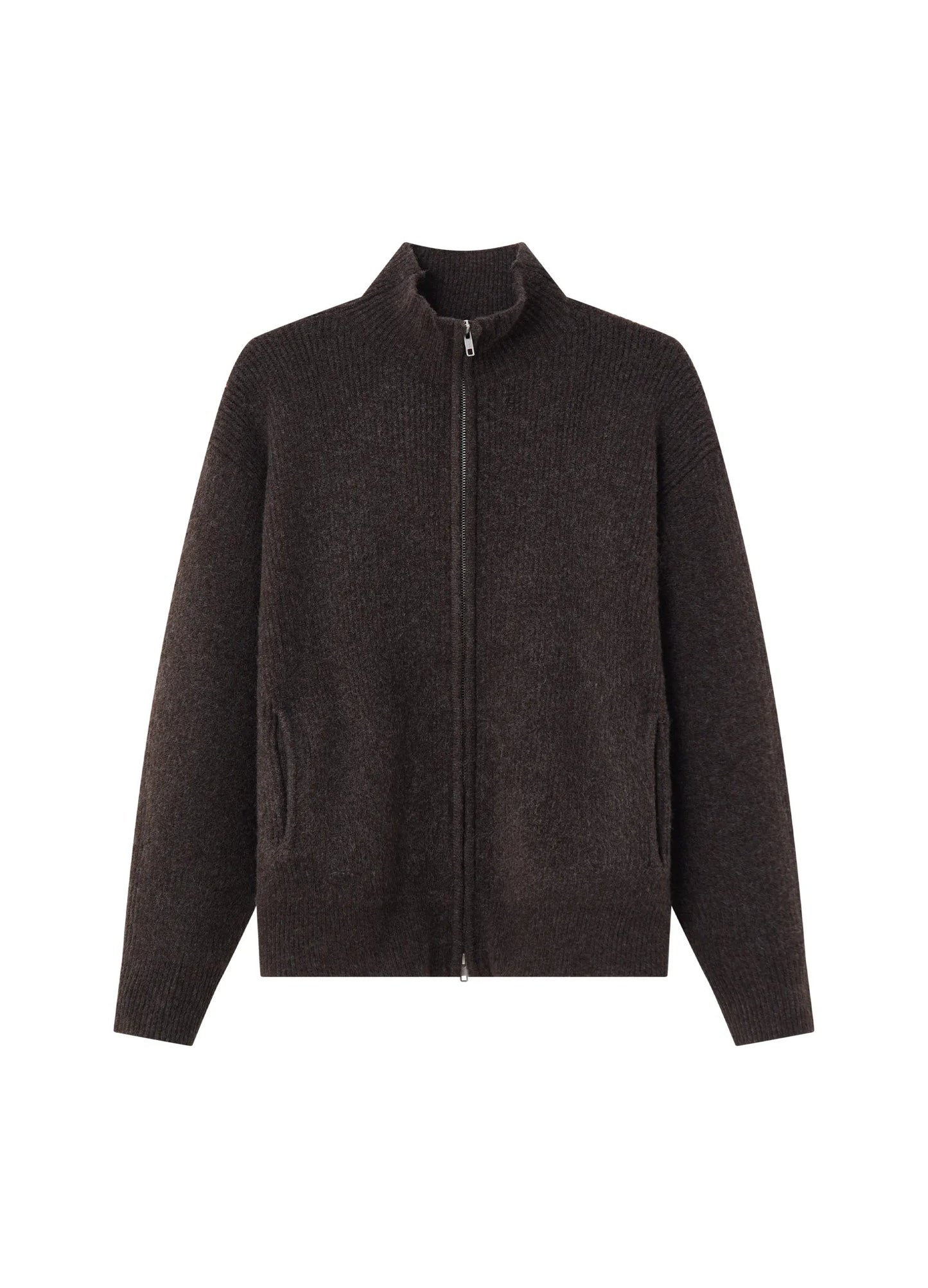 Knitted Wool Zip Sweater