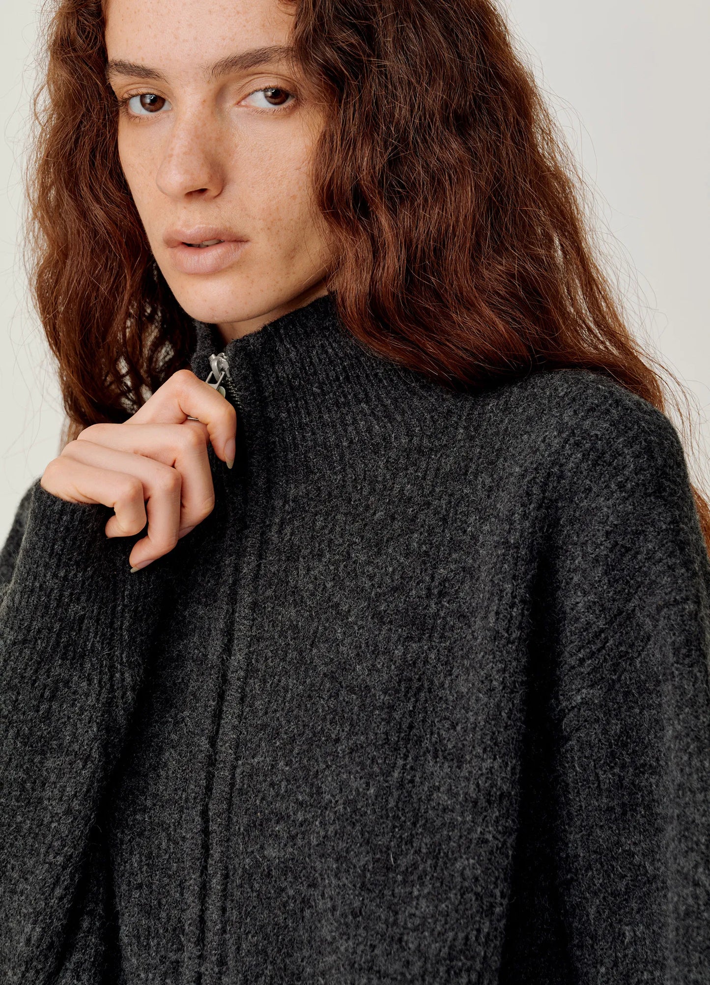 Knitted Wool Zip Sweater