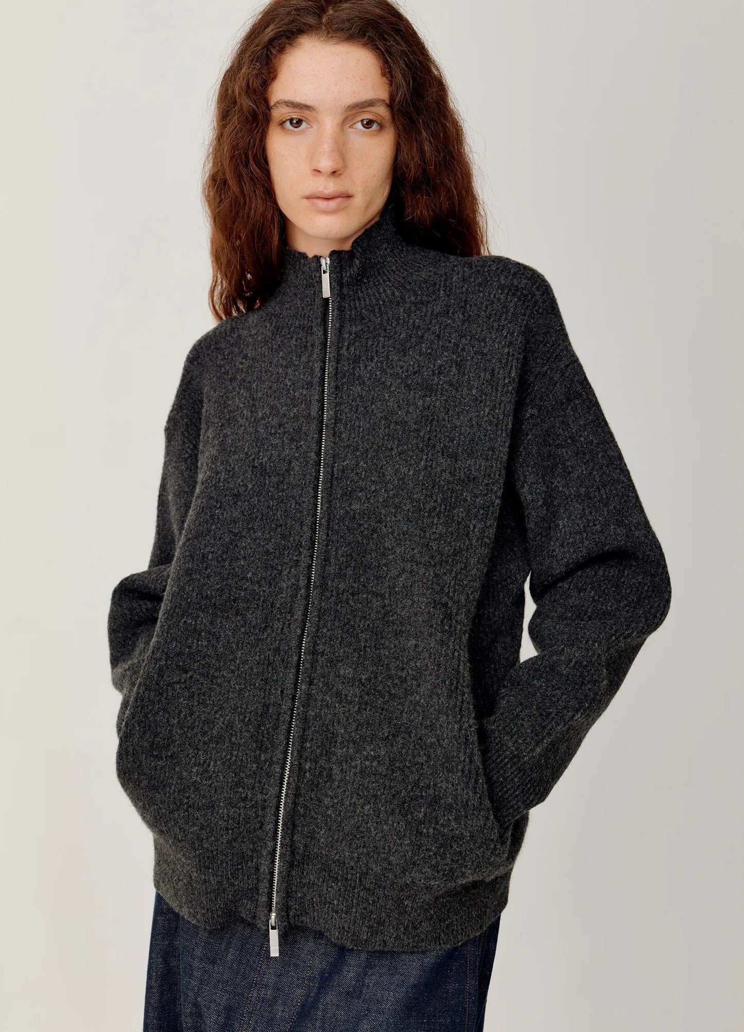 Knitted Wool Zip Sweater