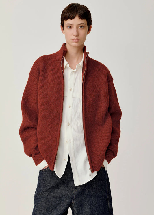 Knitted Wool Zip Sweater