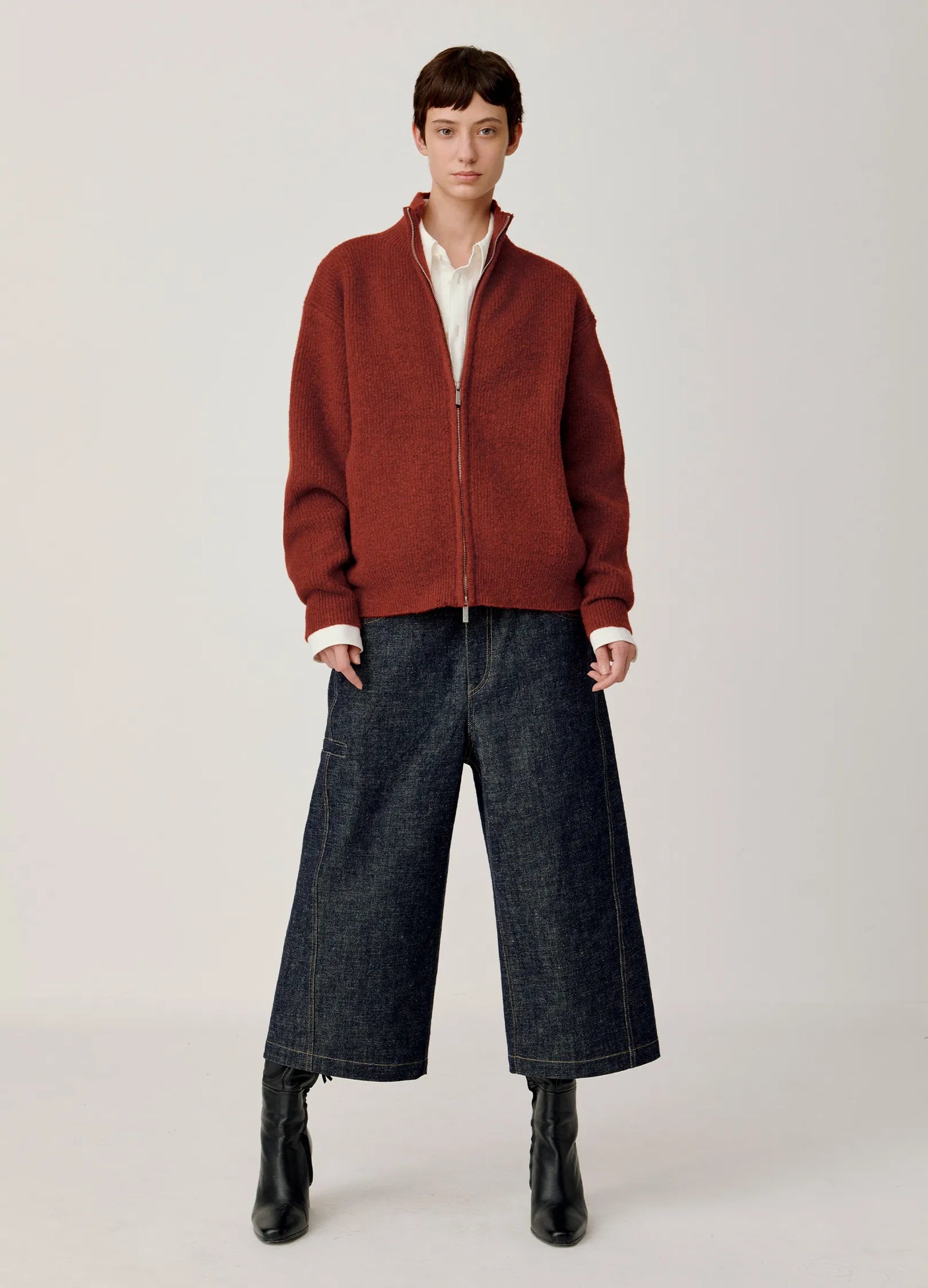 Knitted Wool Zip Sweater