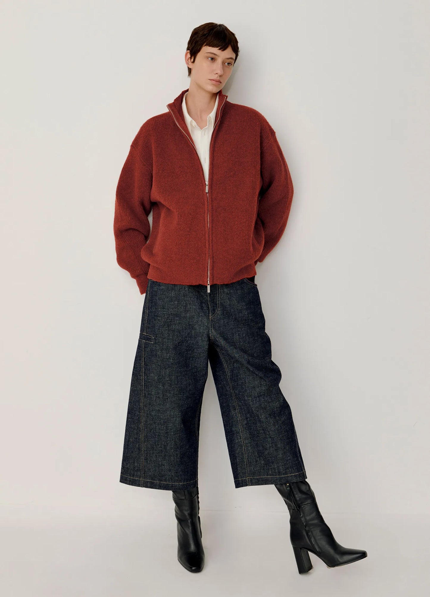 Knitted Wool Zip Sweater