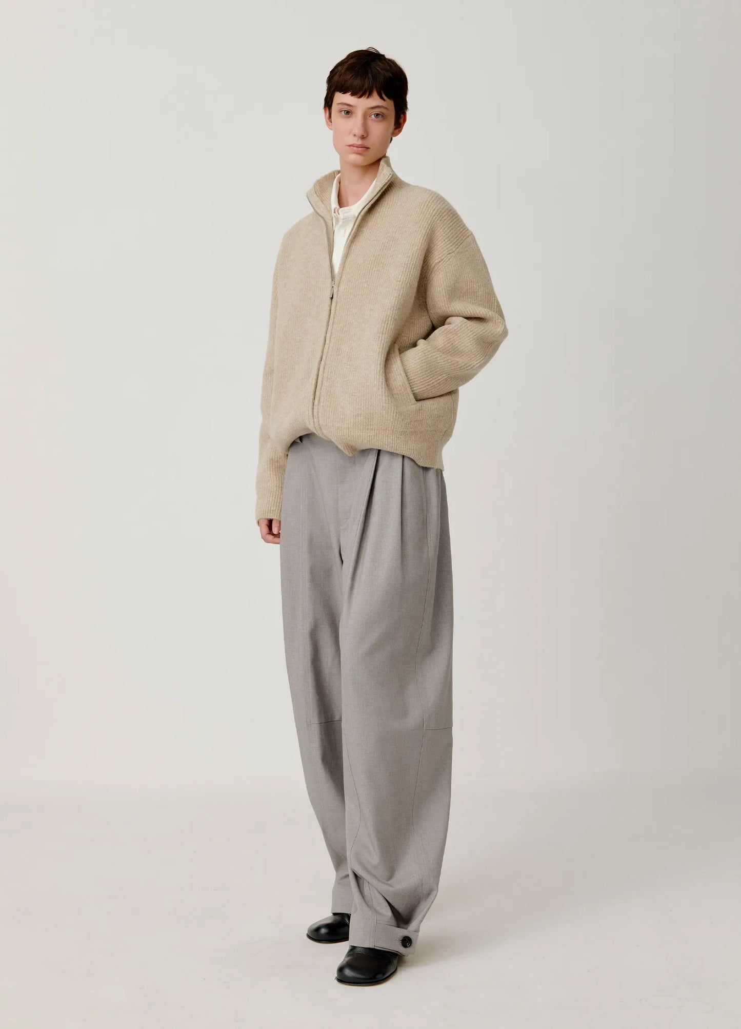 Knitted Wool Zip Sweater