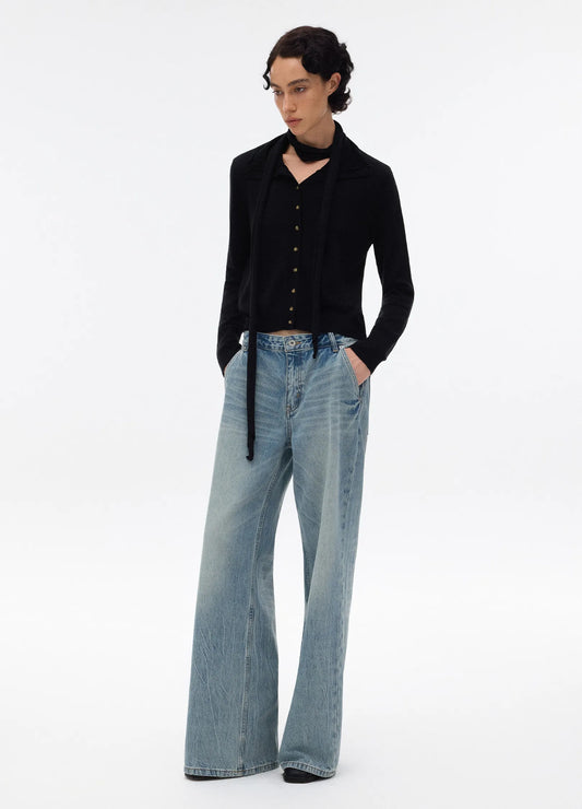 Layered Knit Wool Cardigan