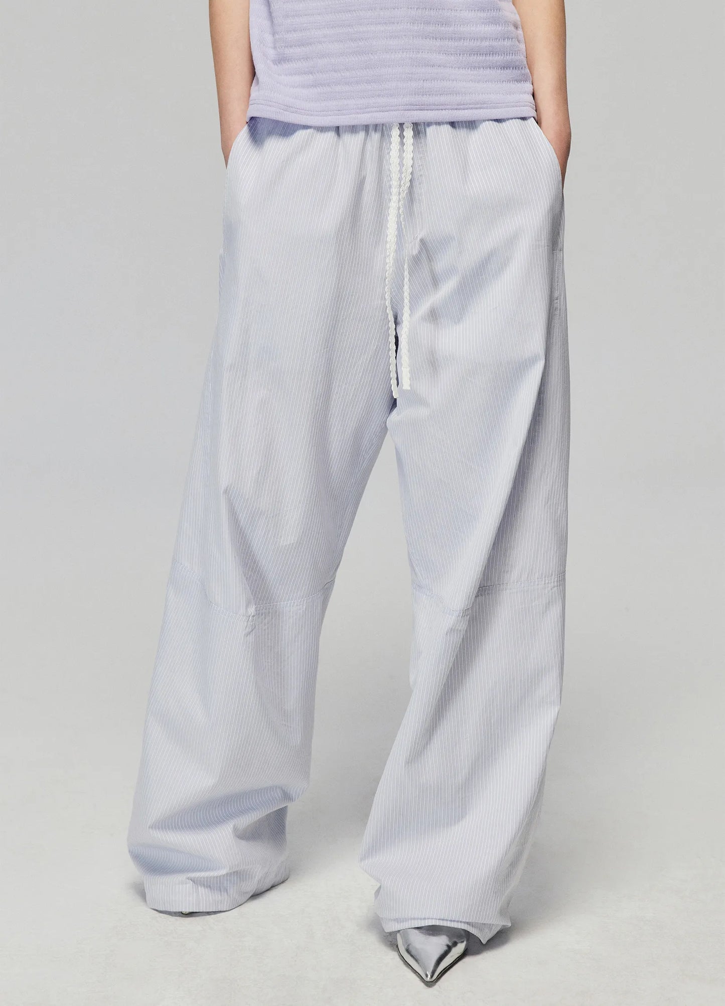 Loose Pinstripe Cotton Trousers