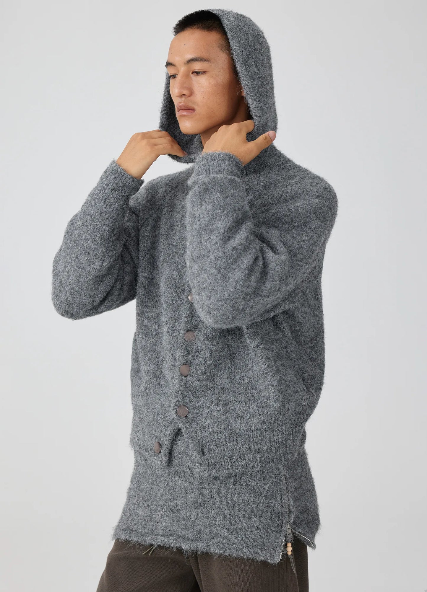 Mohair Button Hoodie