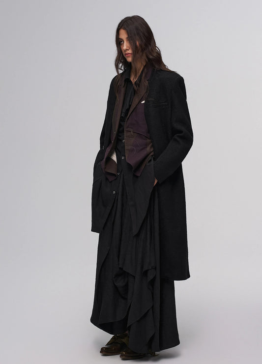 Open Neck Wool Coat