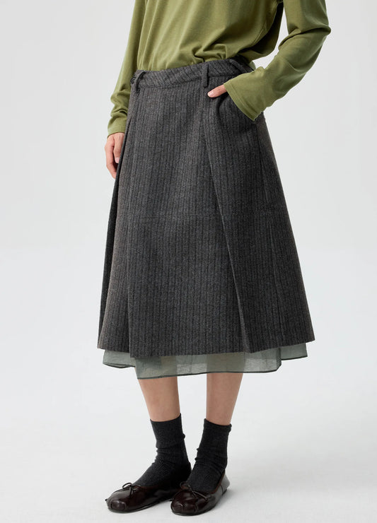 Pinstripe Wool Skirt