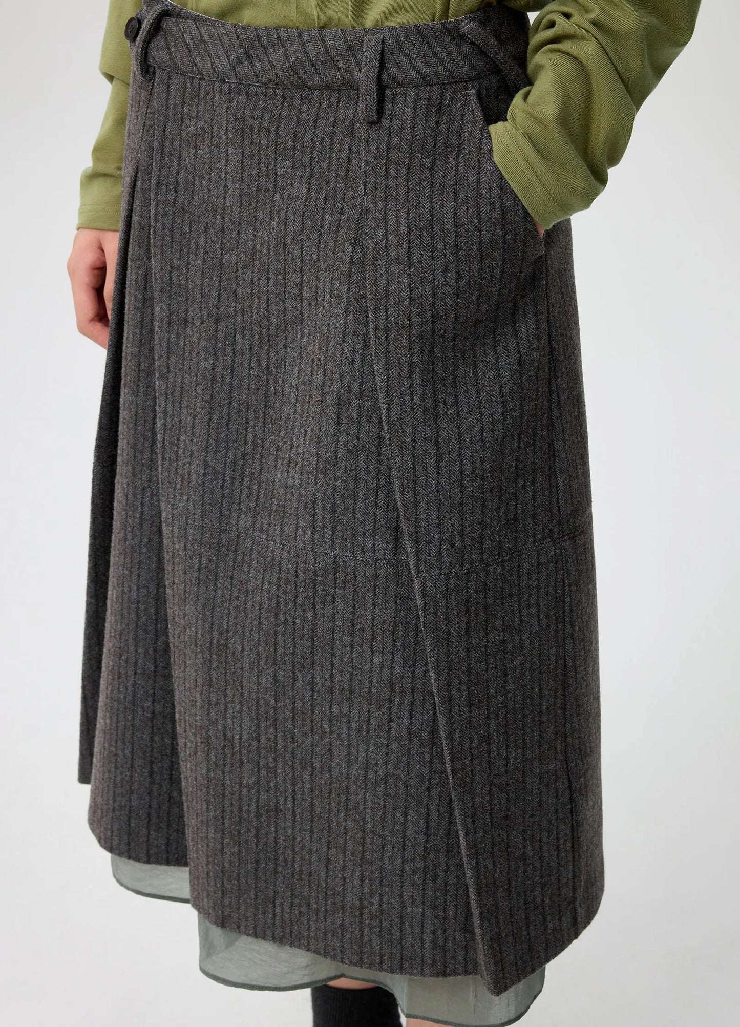 Pinstripe Wool Skirt