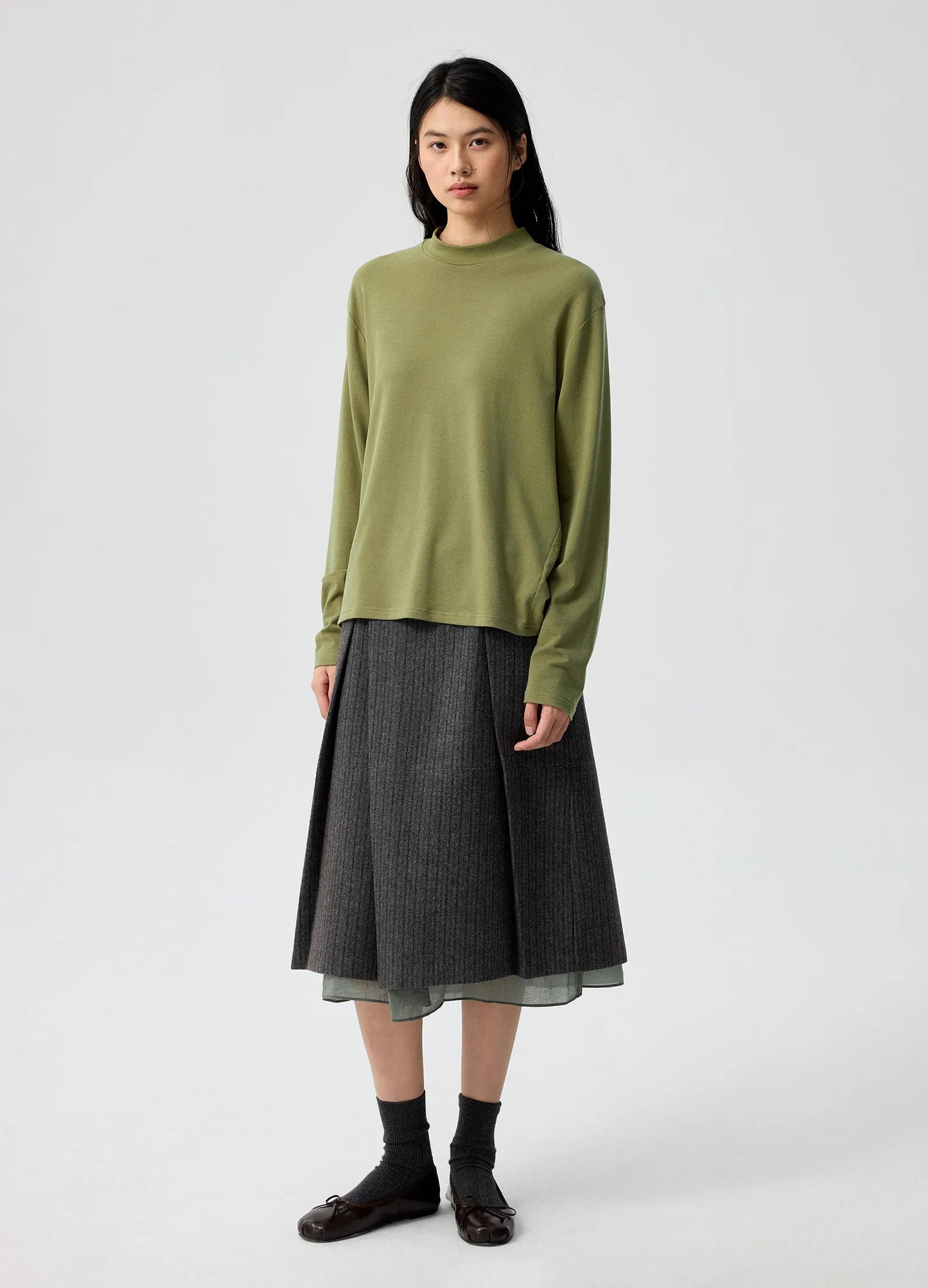 Pinstripe Wool Skirt