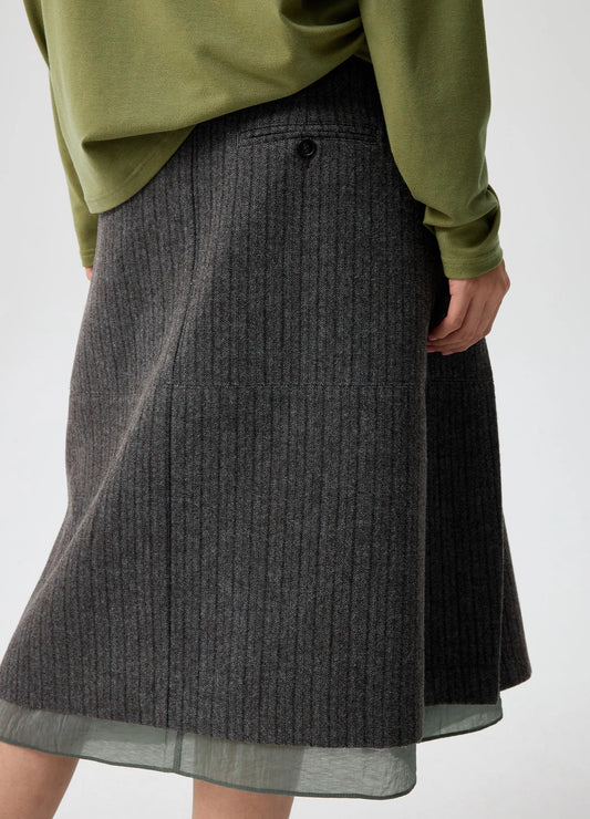 Pinstripe Wool Skirt