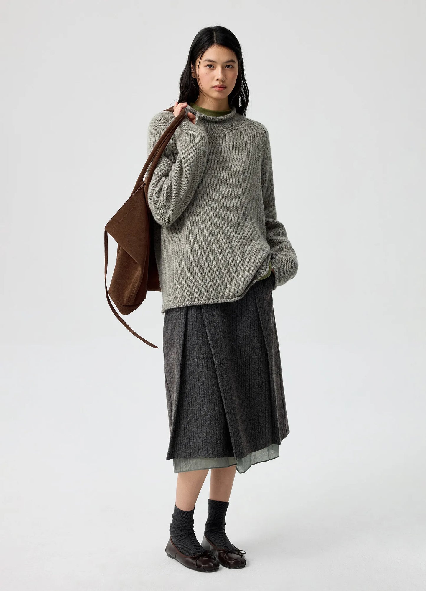 Pinstripe Wool Skirt