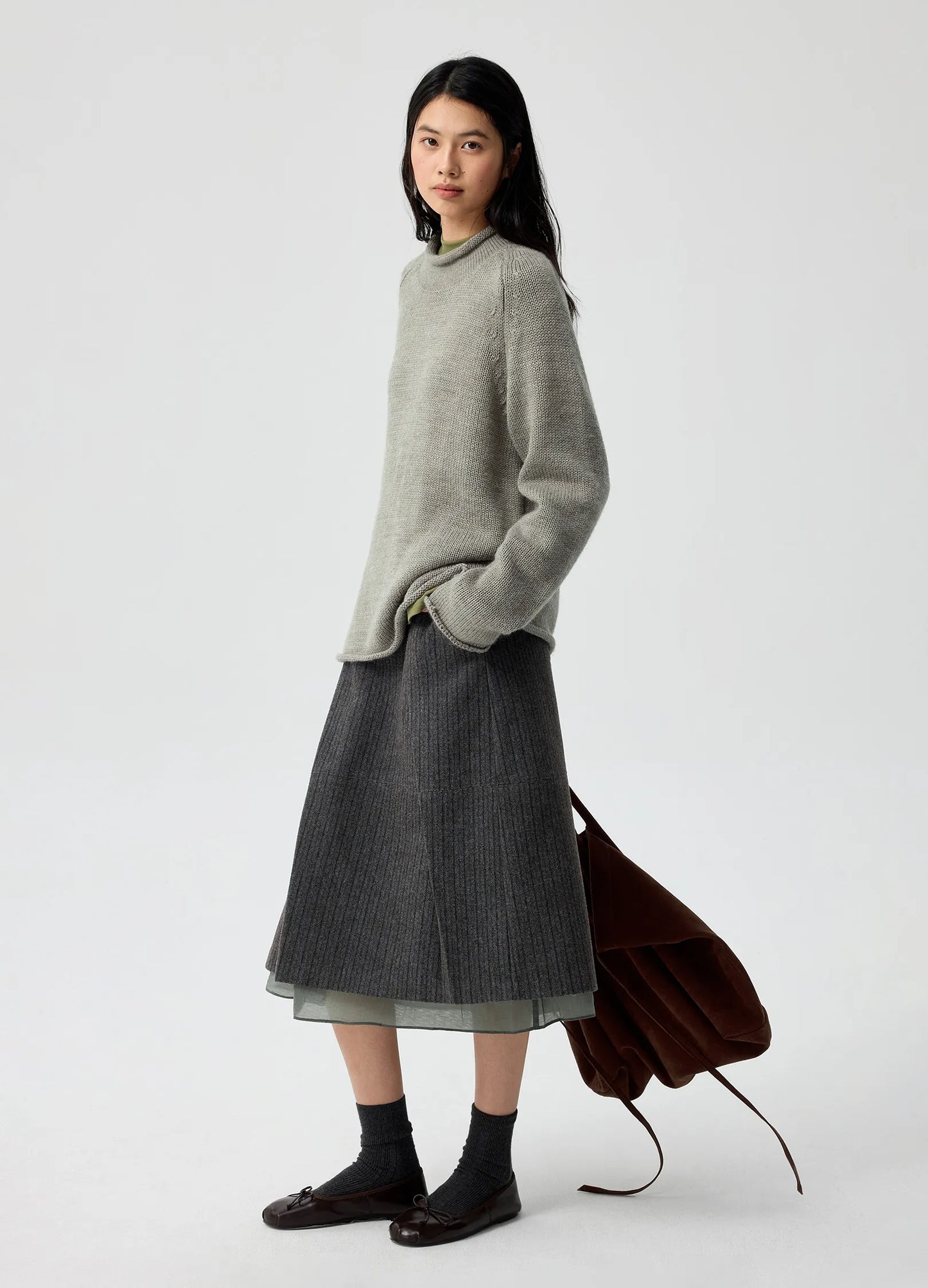 Pinstripe Wool Skirt