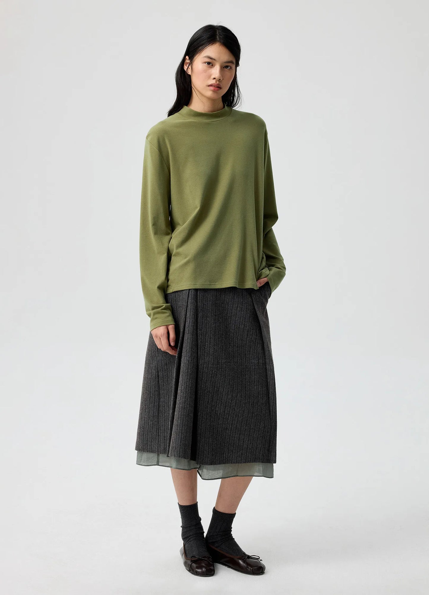 Pinstripe Wool Skirt