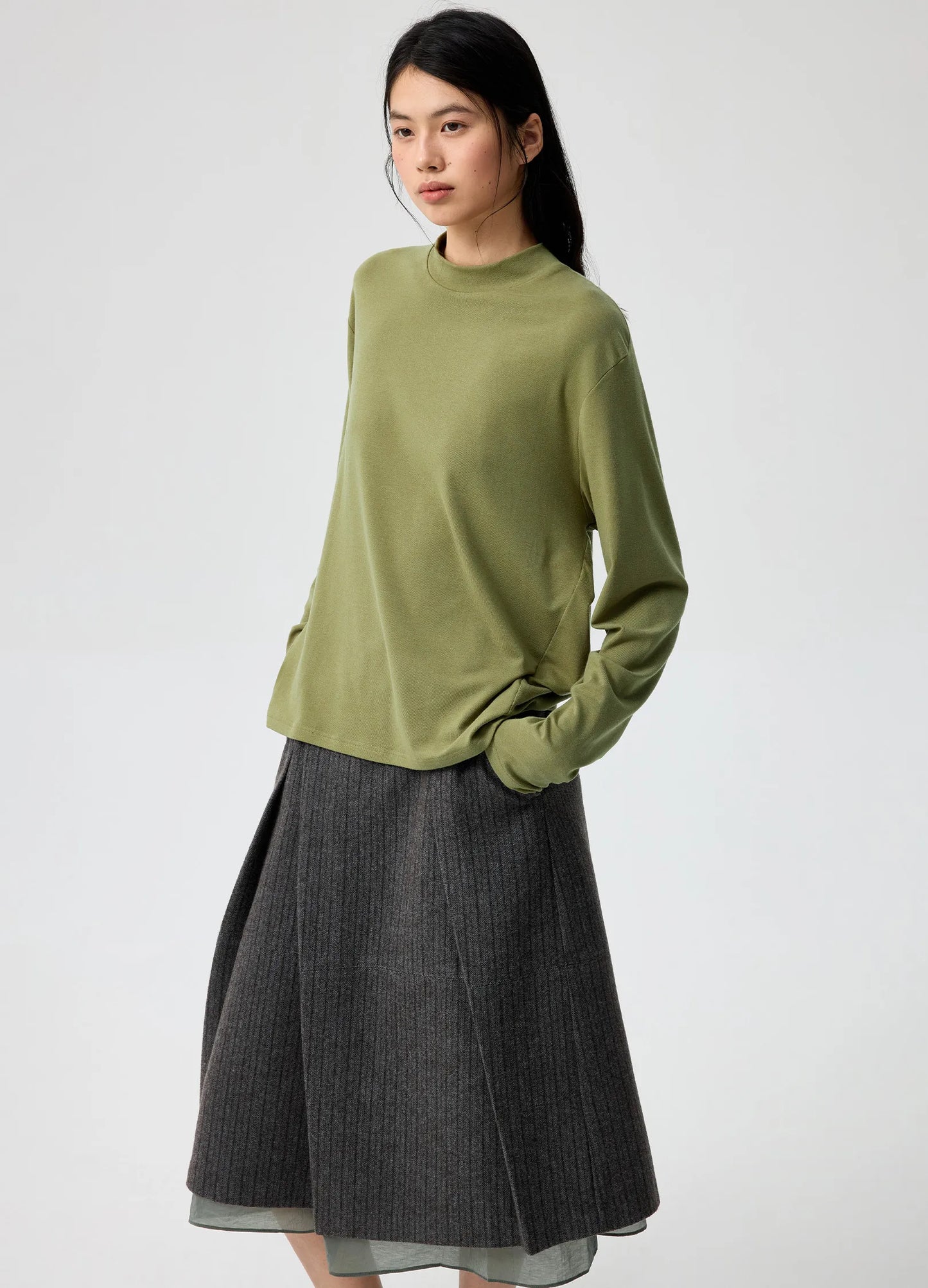 Pinstripe Wool Skirt