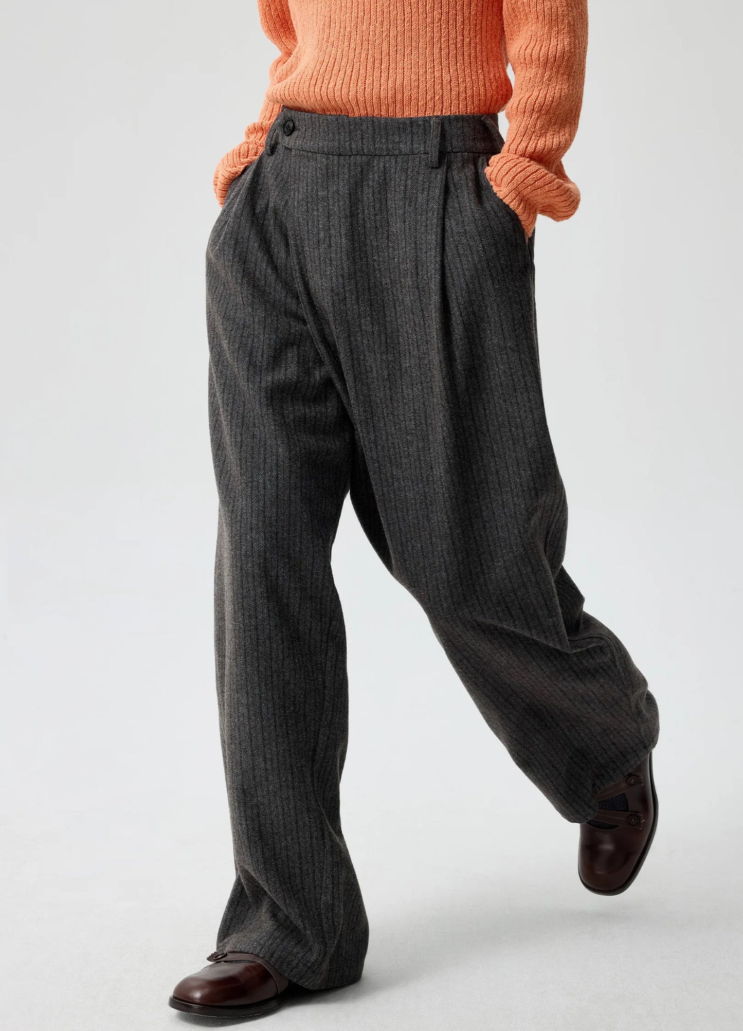 Pinstripe Wool Trousers