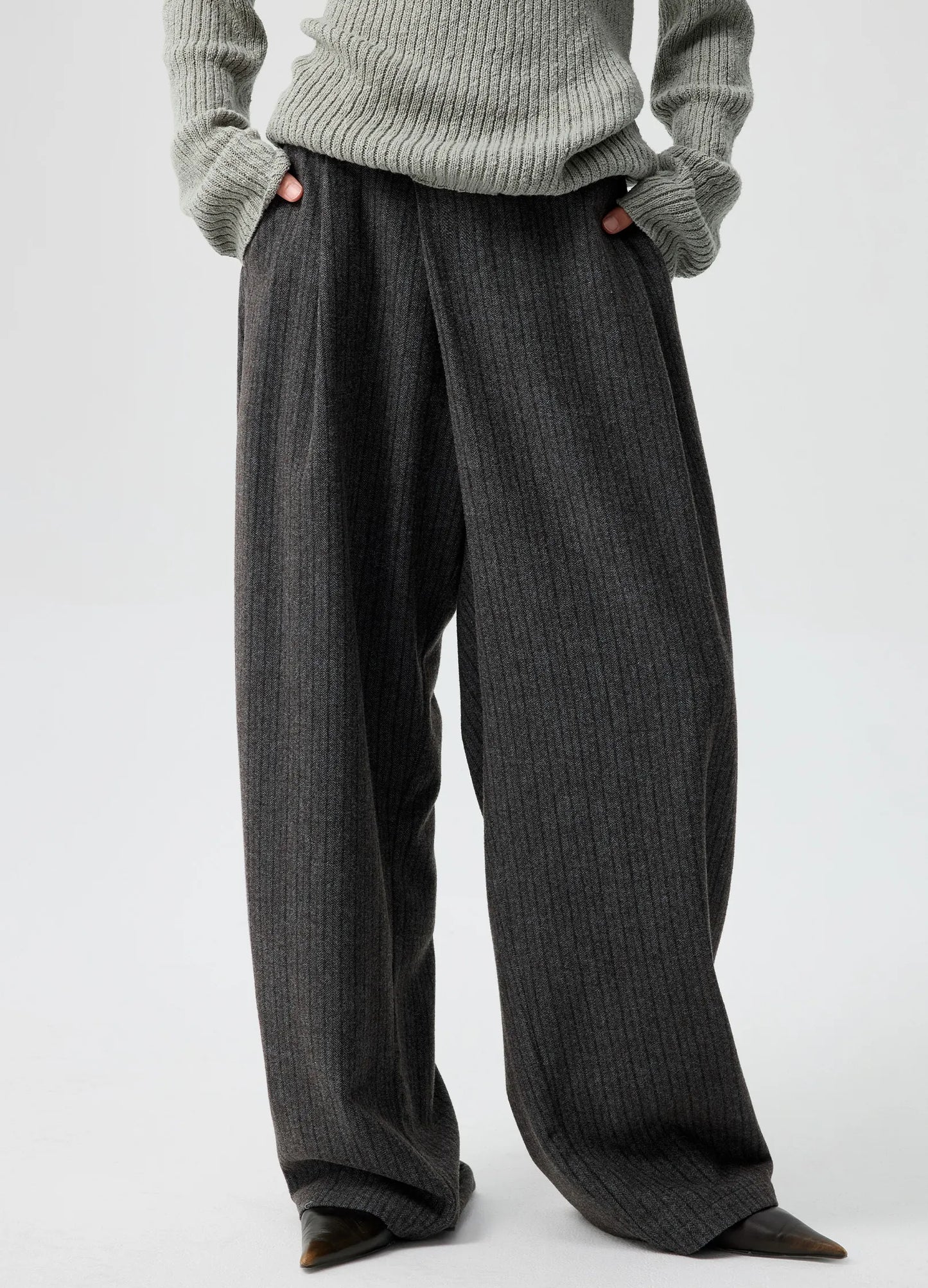 Pinstripe Wool Trousers