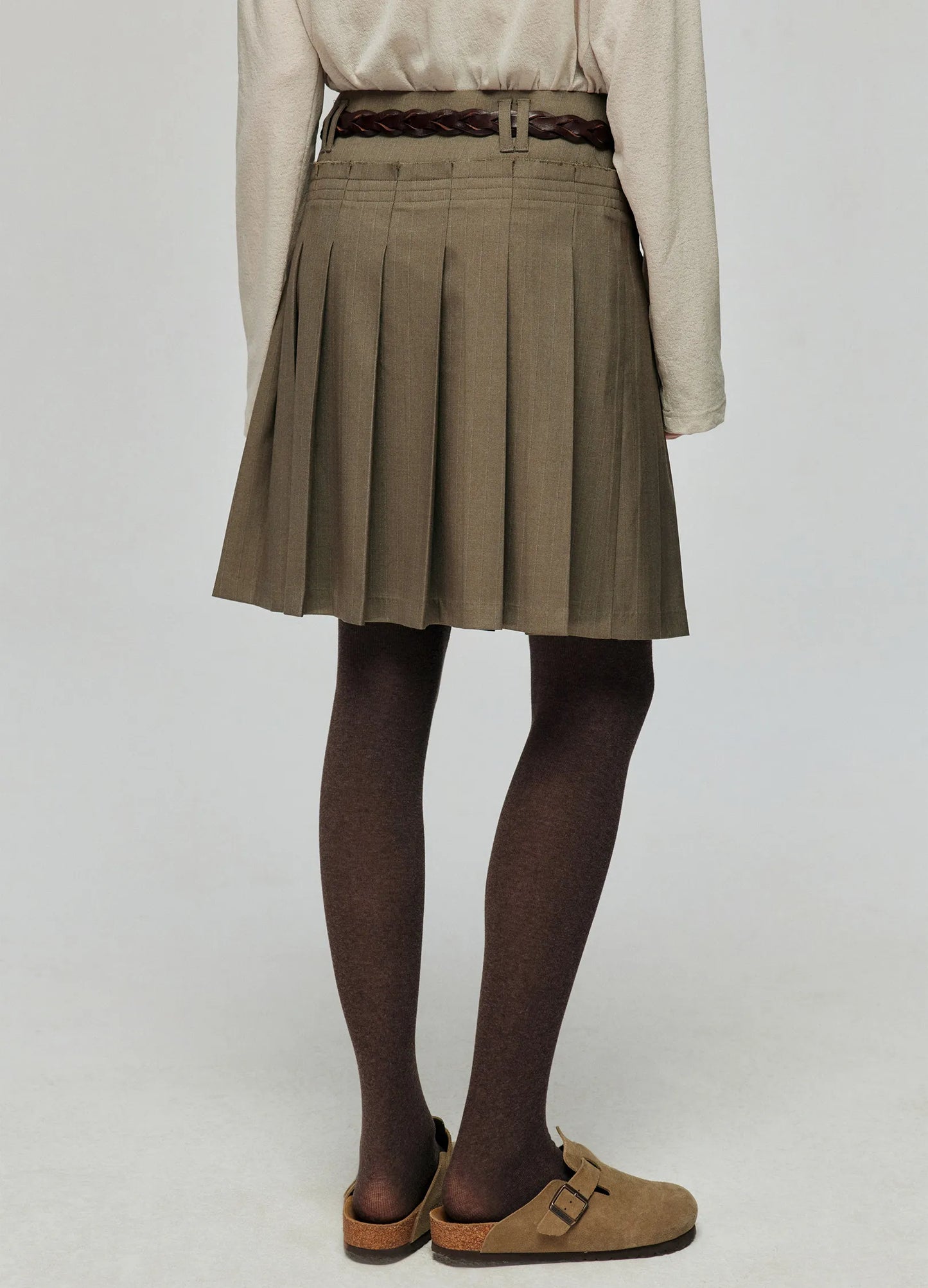Pinstripe Pleated Skirt