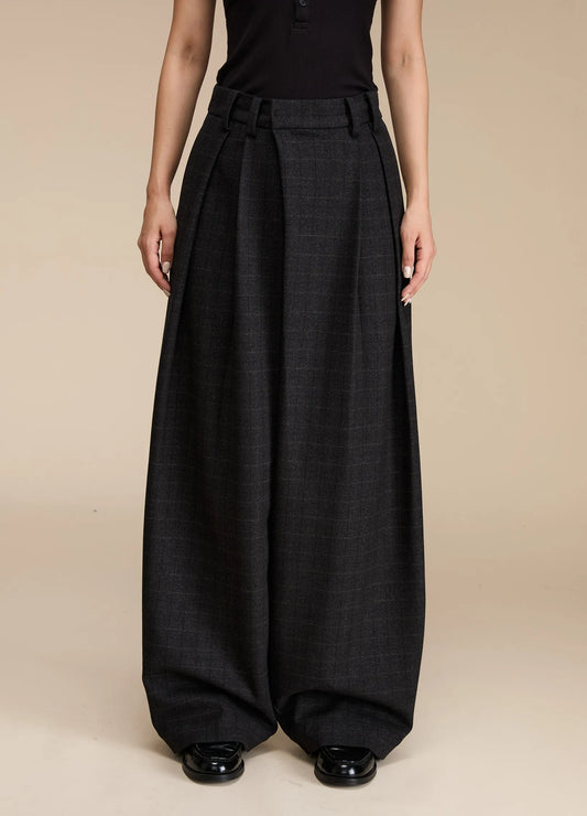 Plaid Wide Suit Trousers