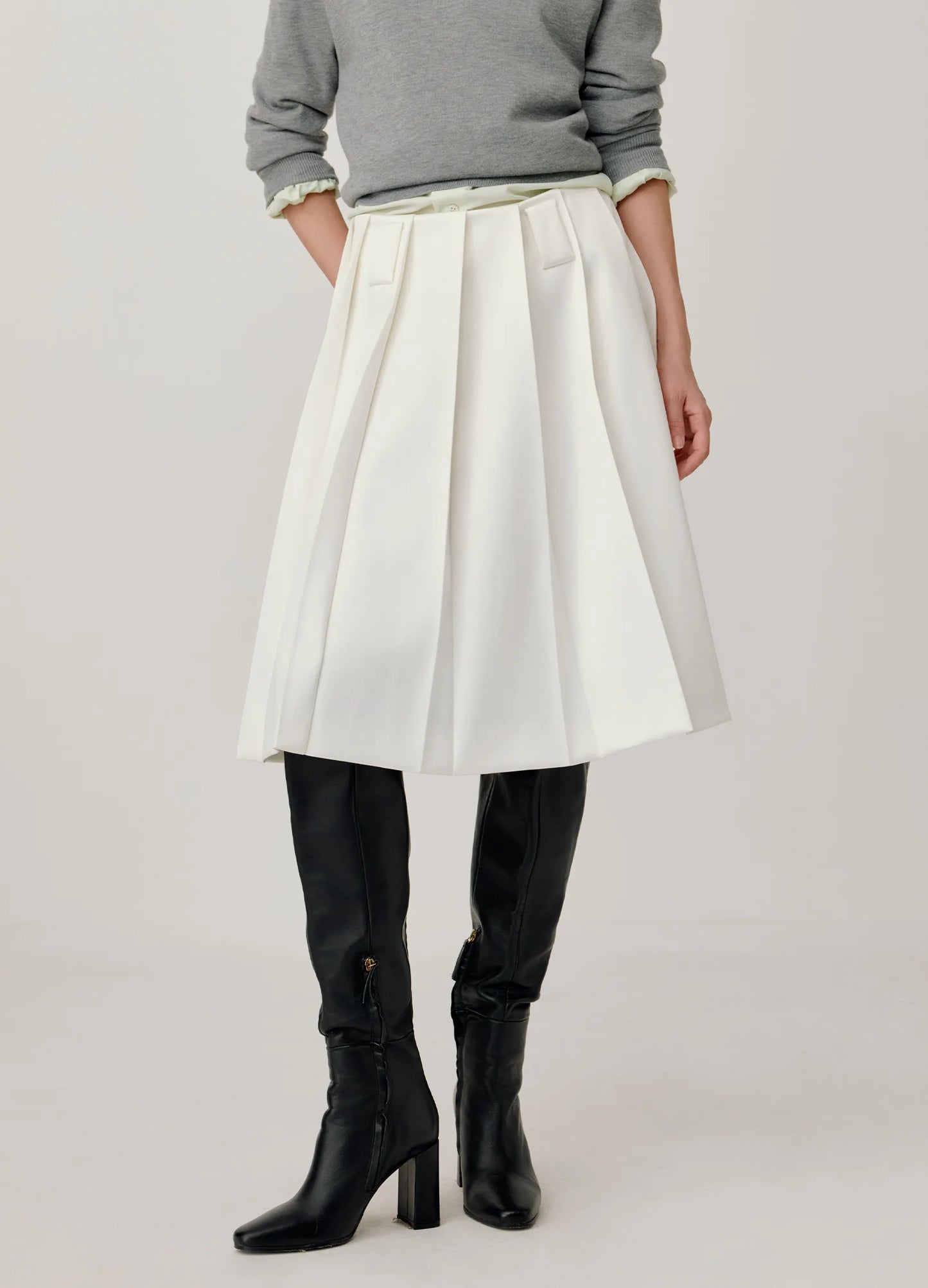 Pleated A-line Skirt