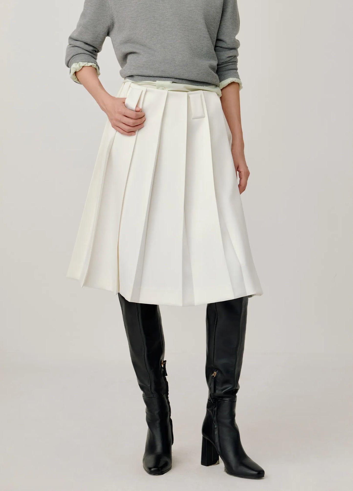 Pleated A-line Skirt