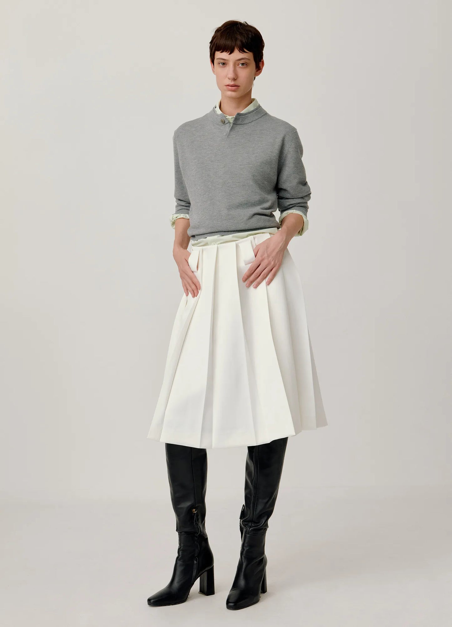 Pleated A-line Skirt