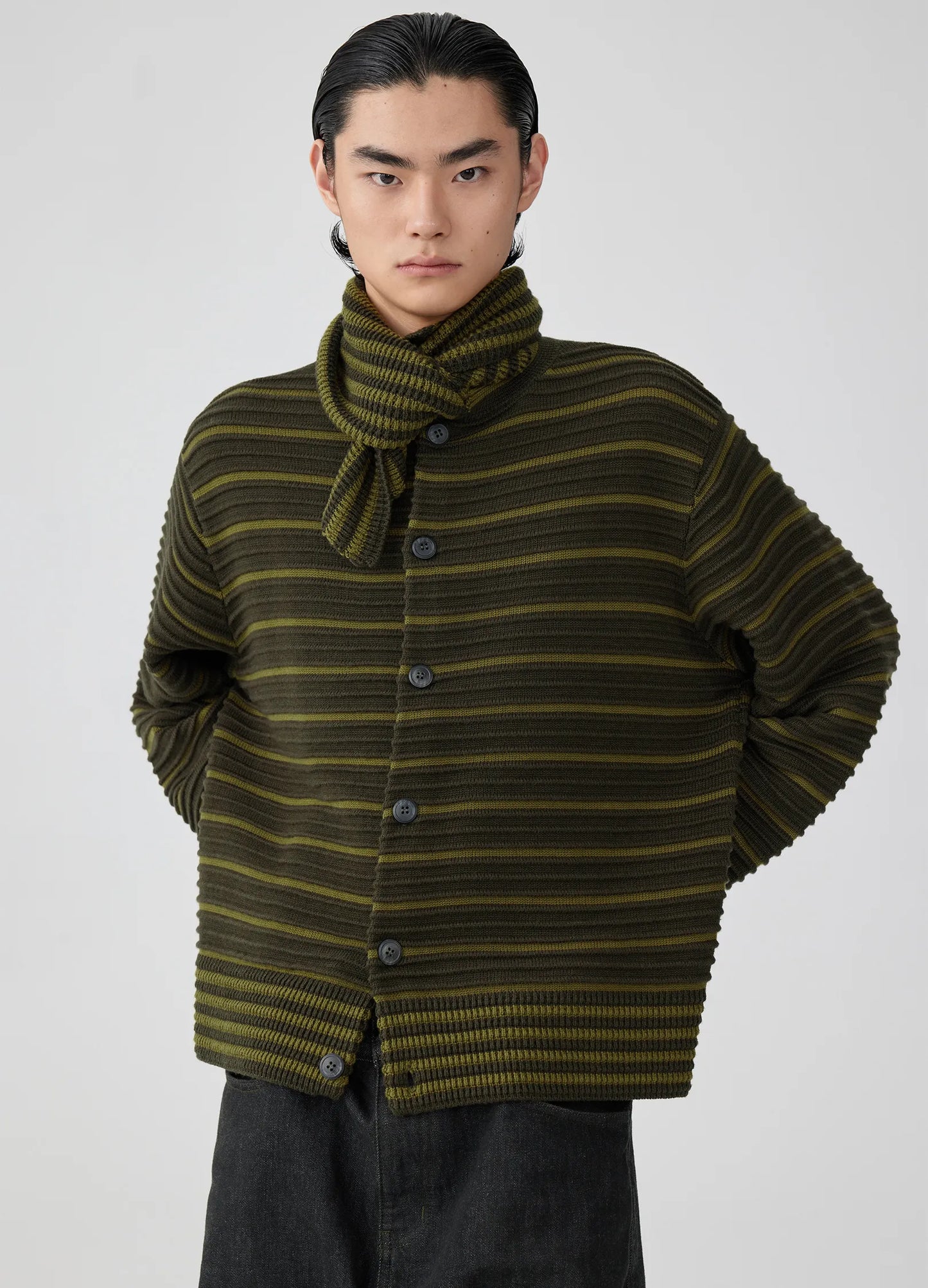 Pleated Contrast Cardigan