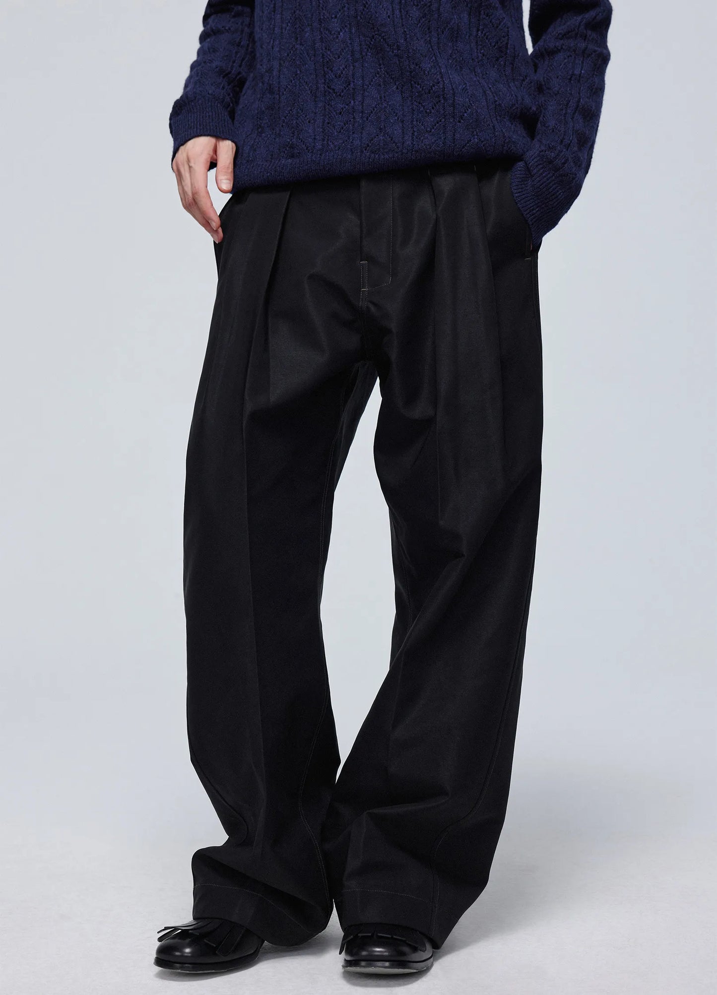 Pleated Light Cotton Trousers