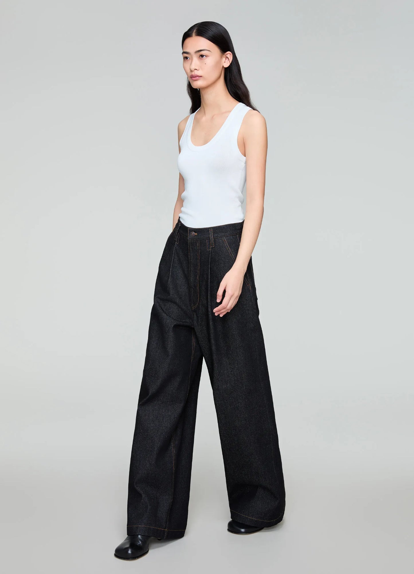 Pleated Wide Denims